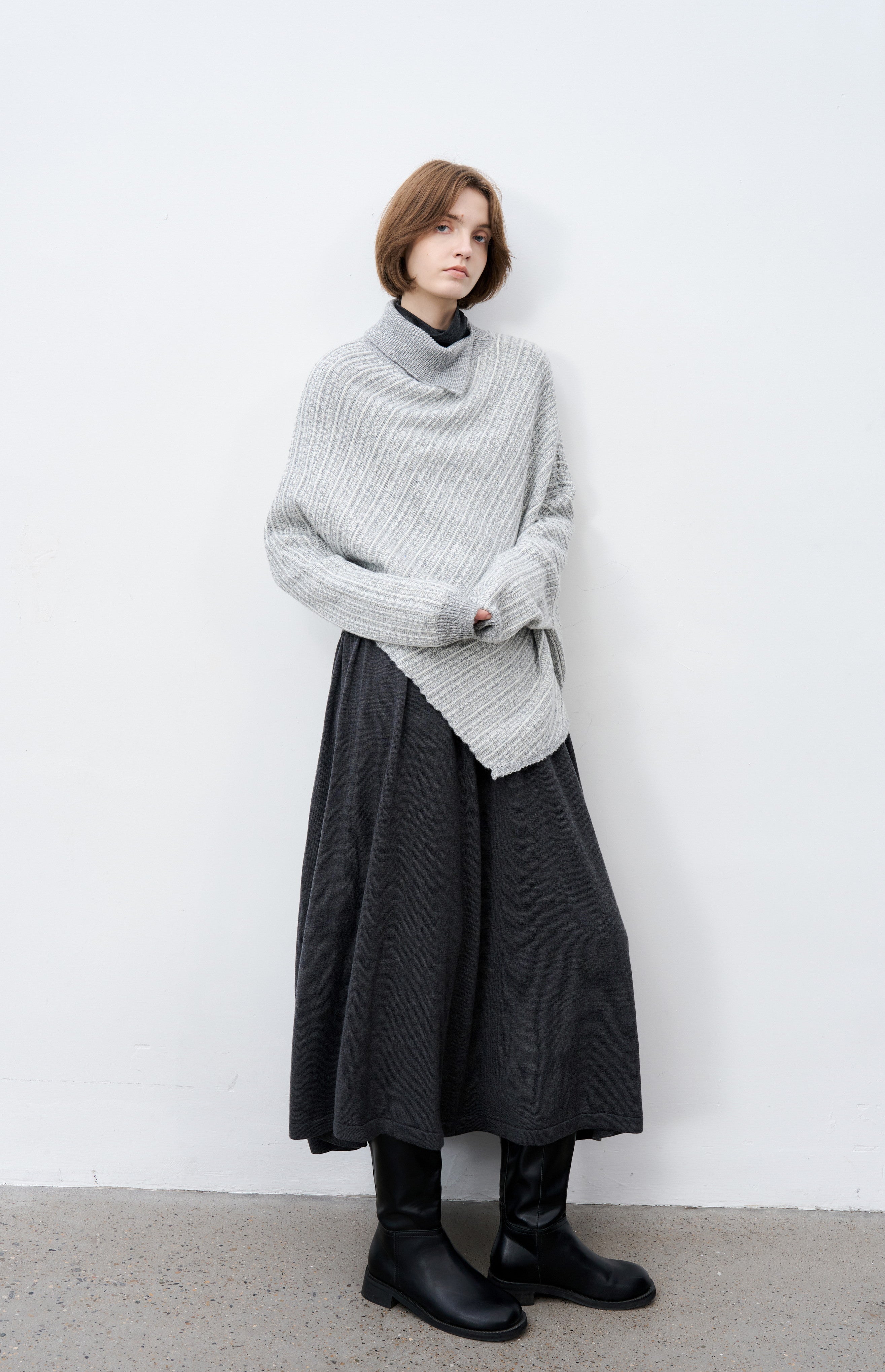 ASYMMETRIC OVER KNIT SWEATER