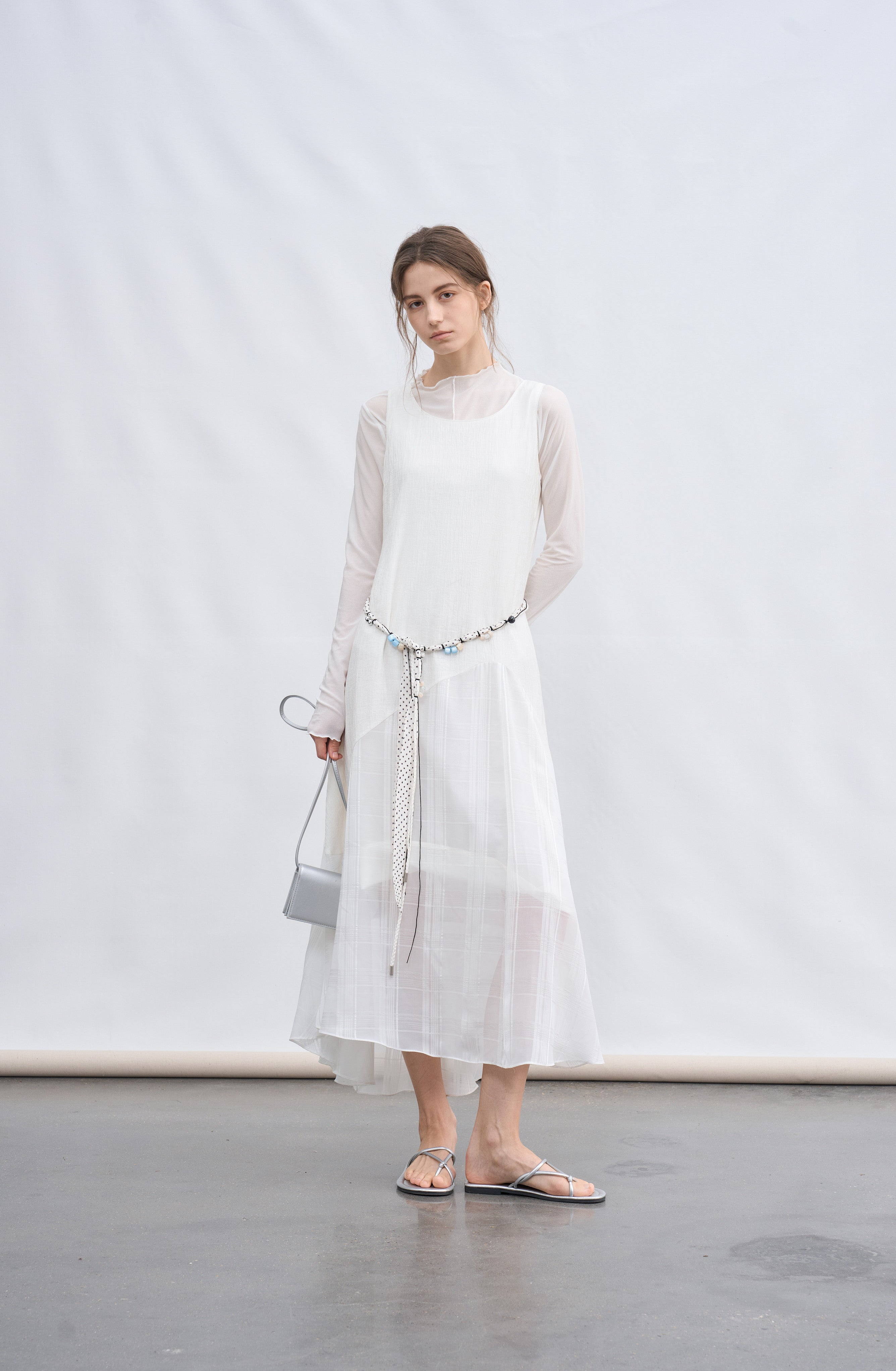 SHEER PLAID LAYER DRESS