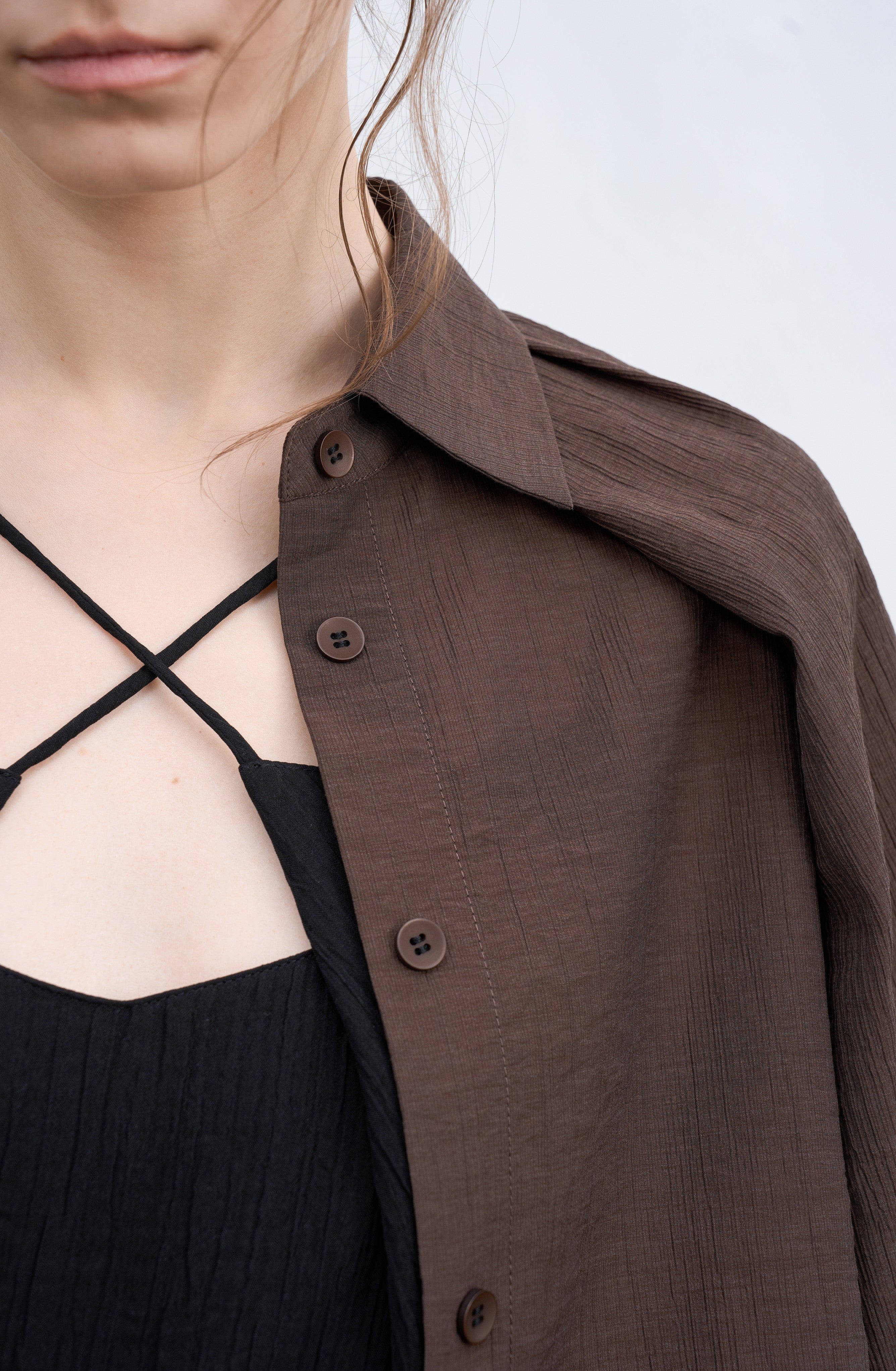 BALLOON SLEEVE DRAPE SHIRT