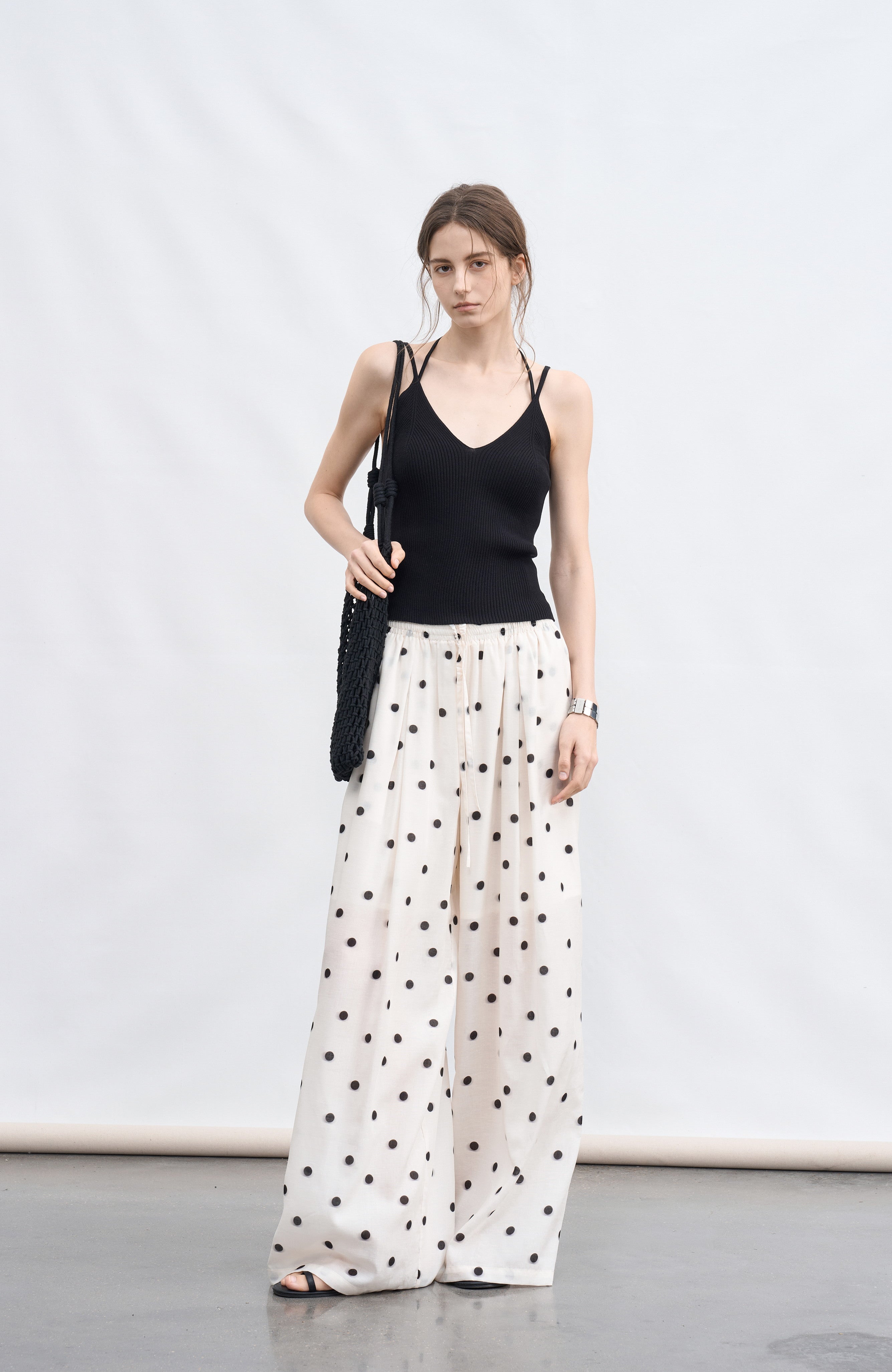 【新品未使用】keinarita polkadot pantドットパンツ POLKA DOT SMOOTH PANTS / ポルカドットスムースパンツ