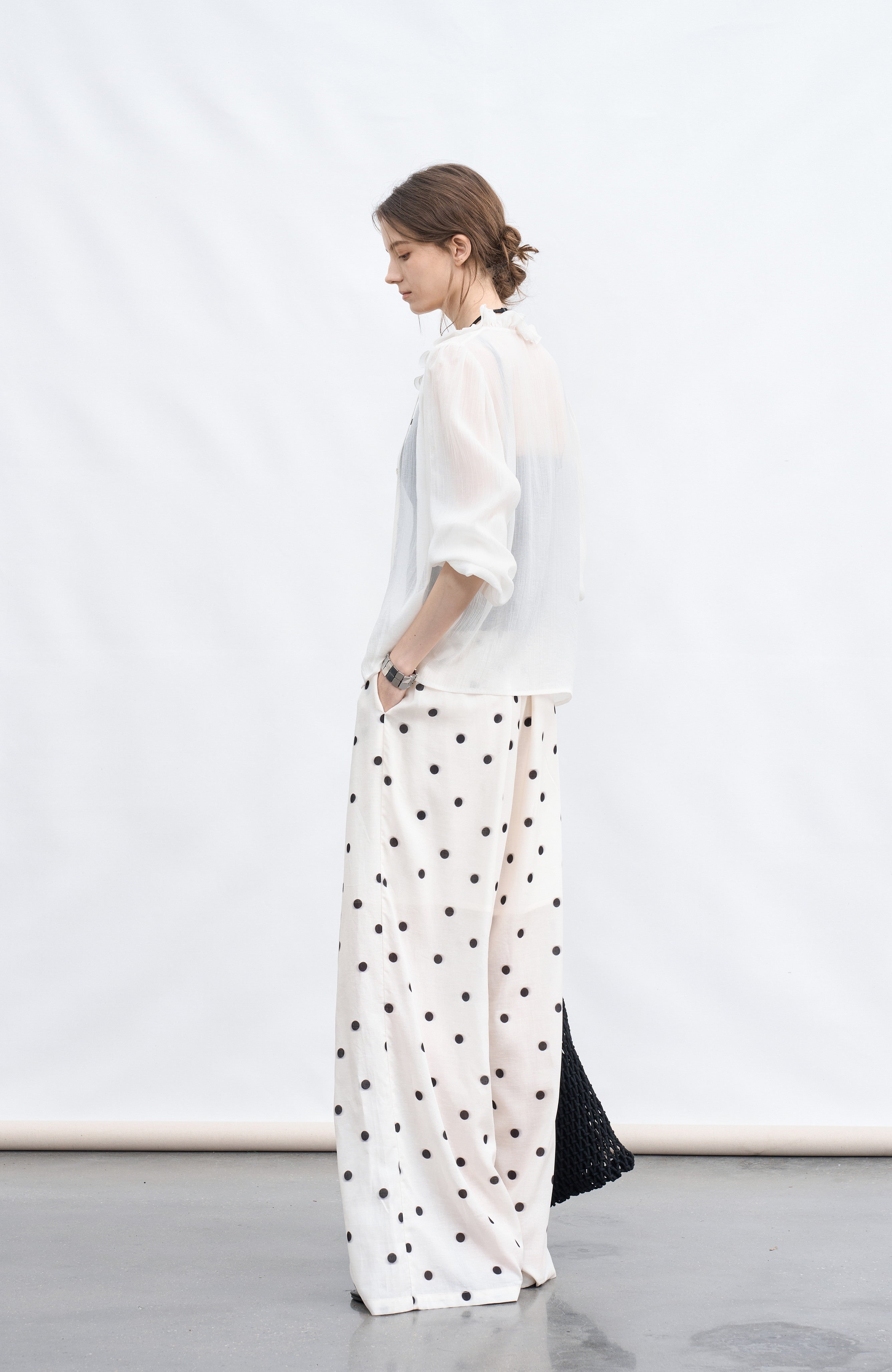  POLKA DOTドット　パンツ ホワイト　新品未使用 POLKA DOT SMOOTH PANTS / ポルカドットスムースパンツ