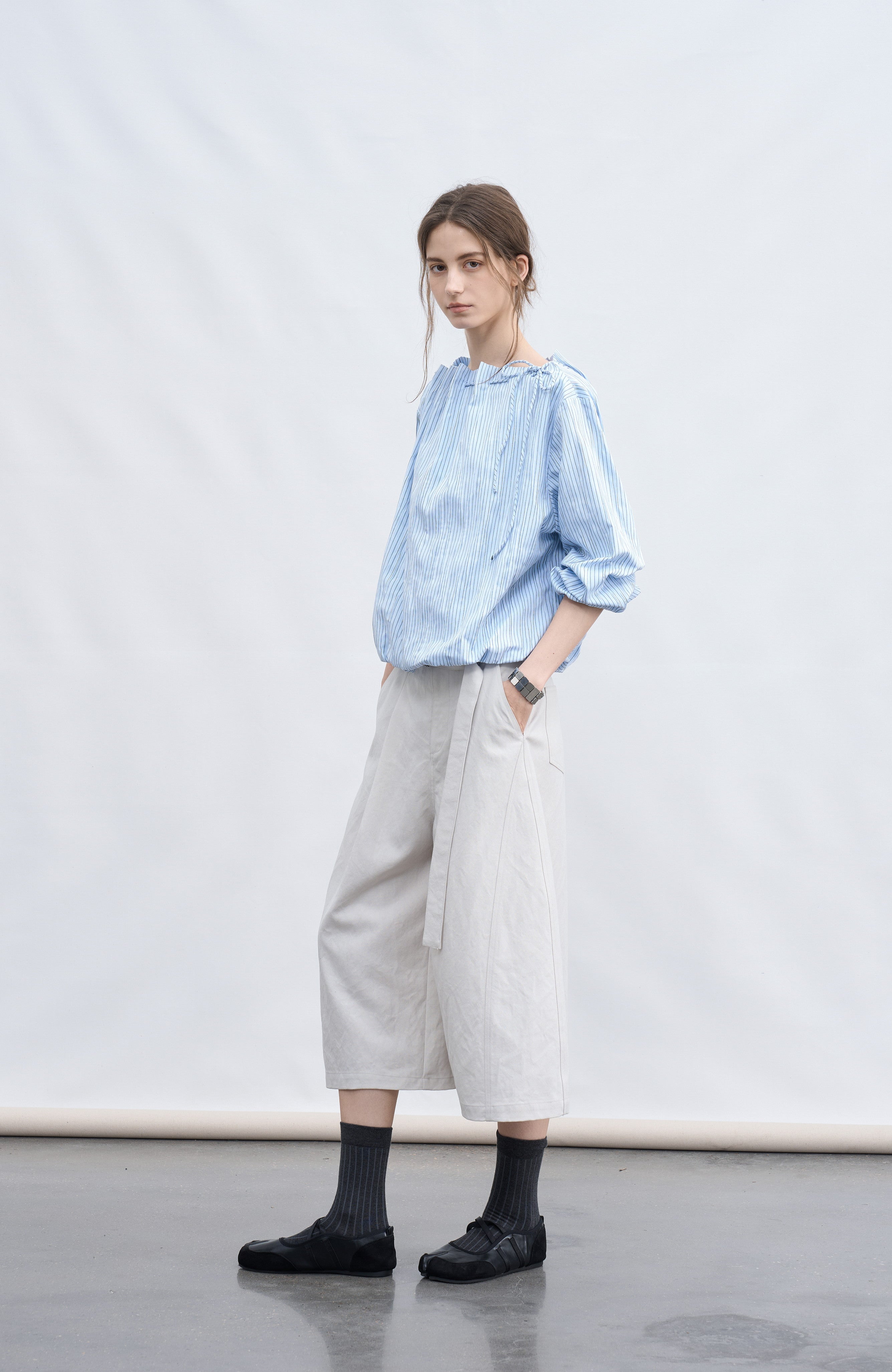 STRING POUCH STRIPE SHIRT / ストリングポーチストライプシャツ