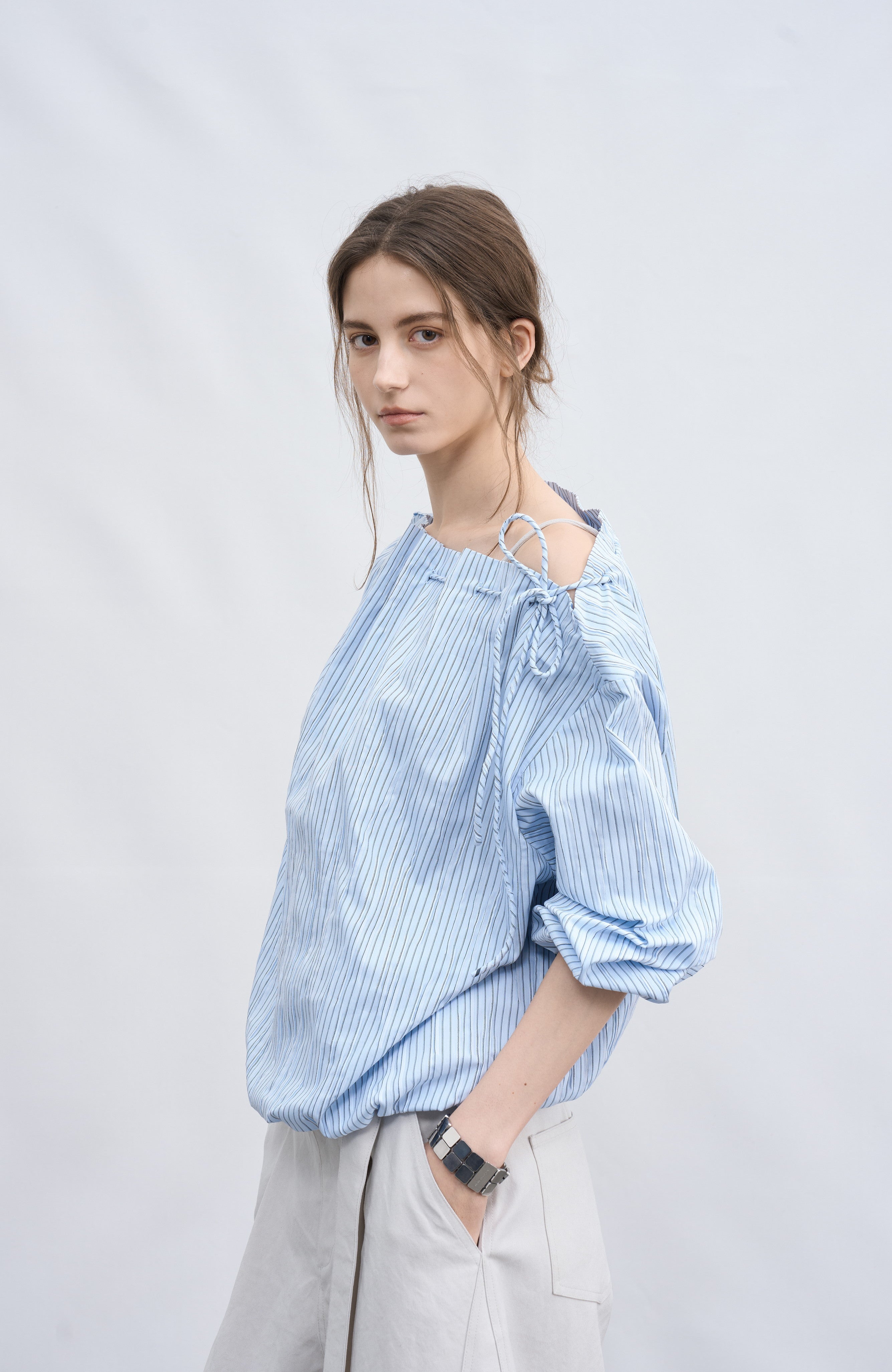 STRING POUCH STRIPE SHIRT / ストリングポーチストライプシャツ