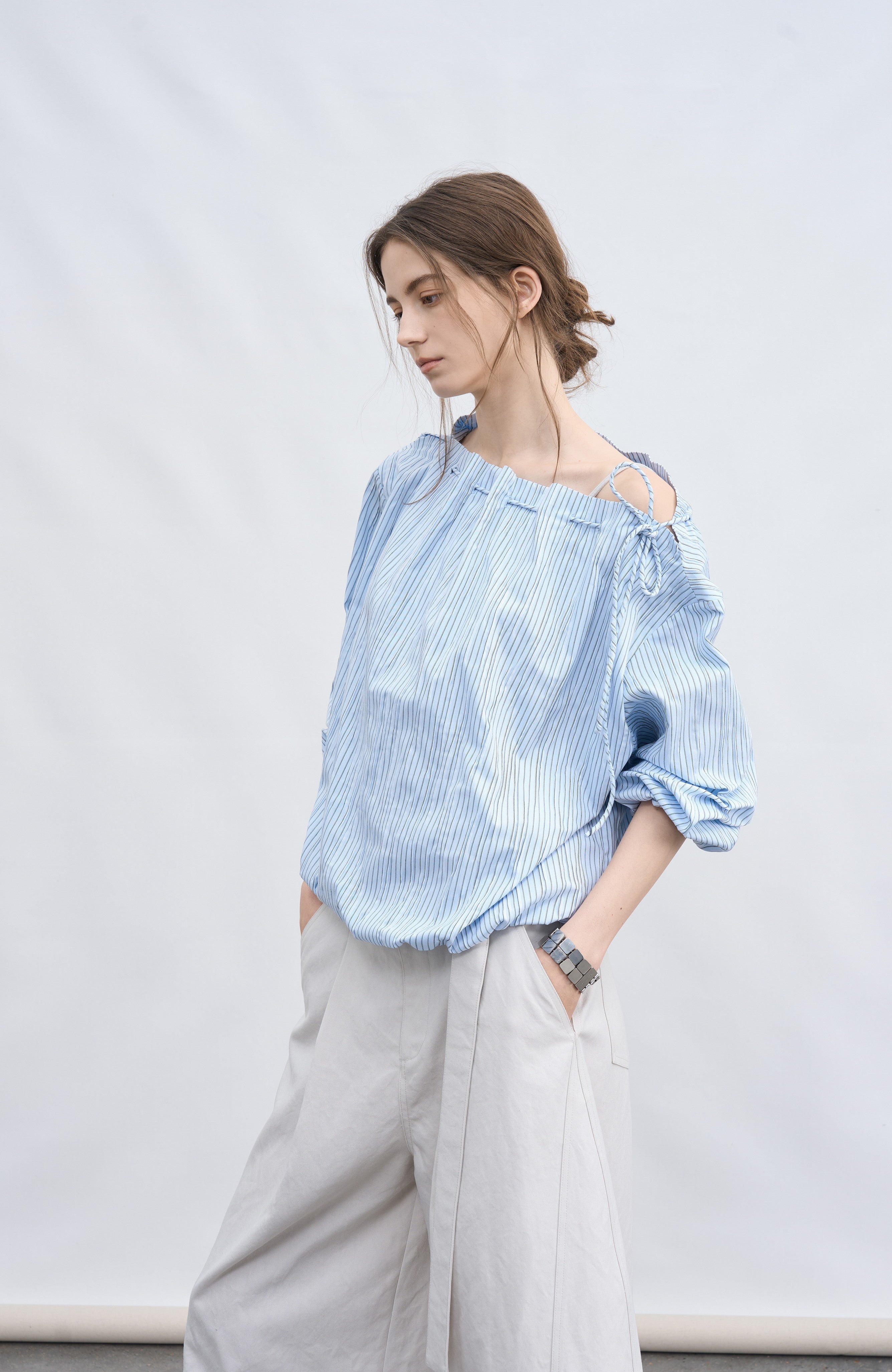 STRING POUCH STRIPE SHIRT / ストリングポーチストライプシャツ