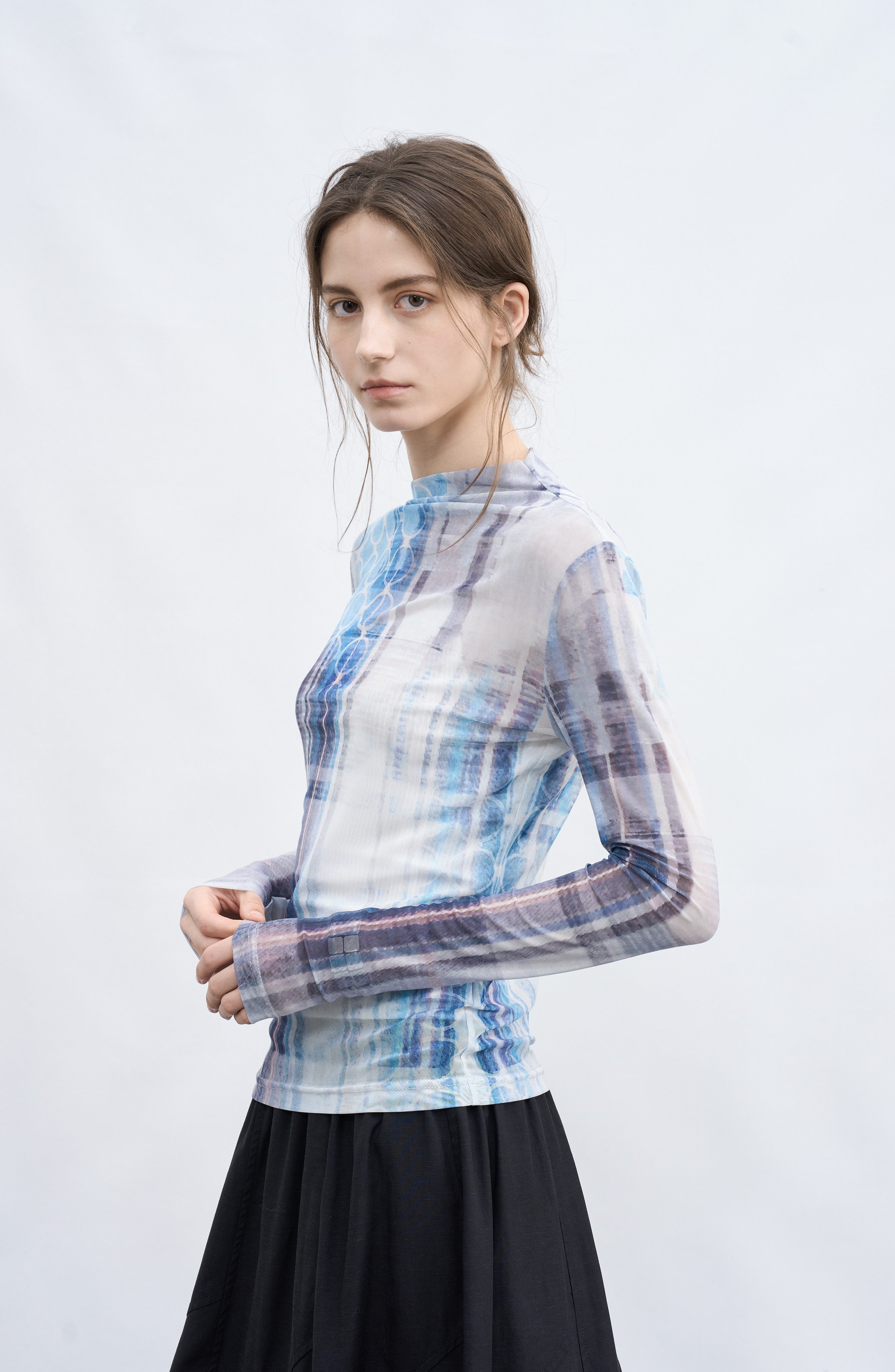 BLUE PLAID SHEER TOP / ブルーチェックシアートップ