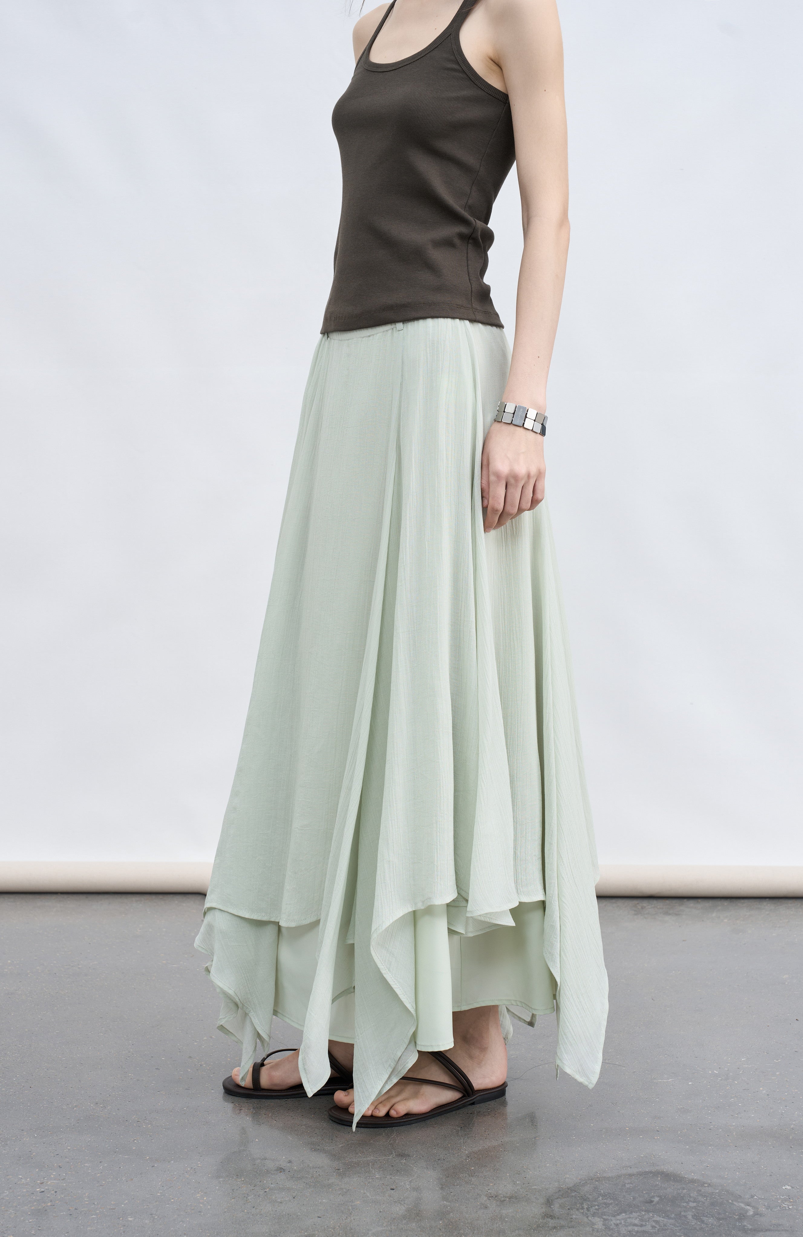 MIX FRILL CHIFFON SKIRT / 믹스 프릴 쉬폰 스커트