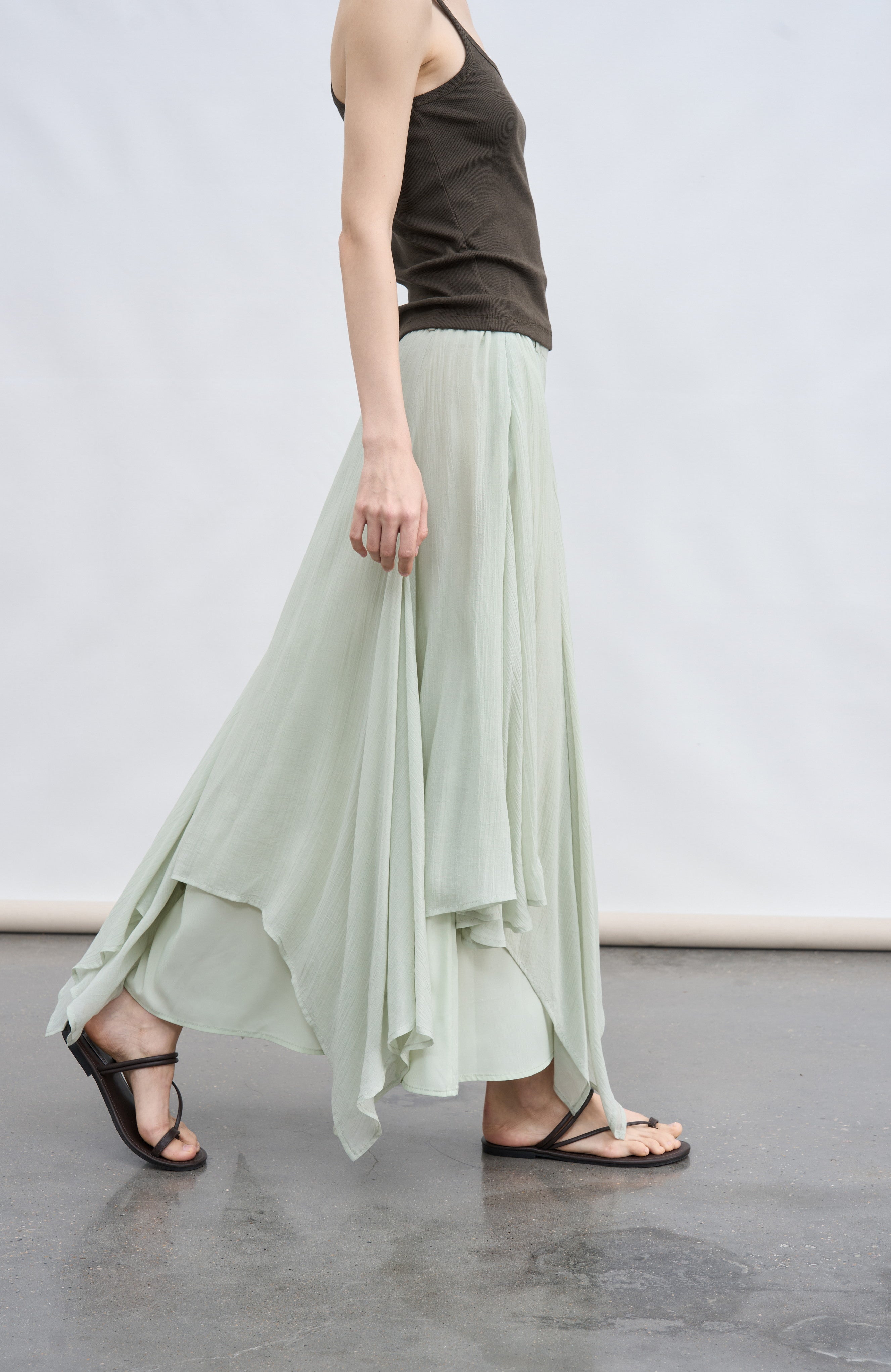MIX FRILL CHIFFON SKIRT / 믹스 프릴 쉬폰 스커트