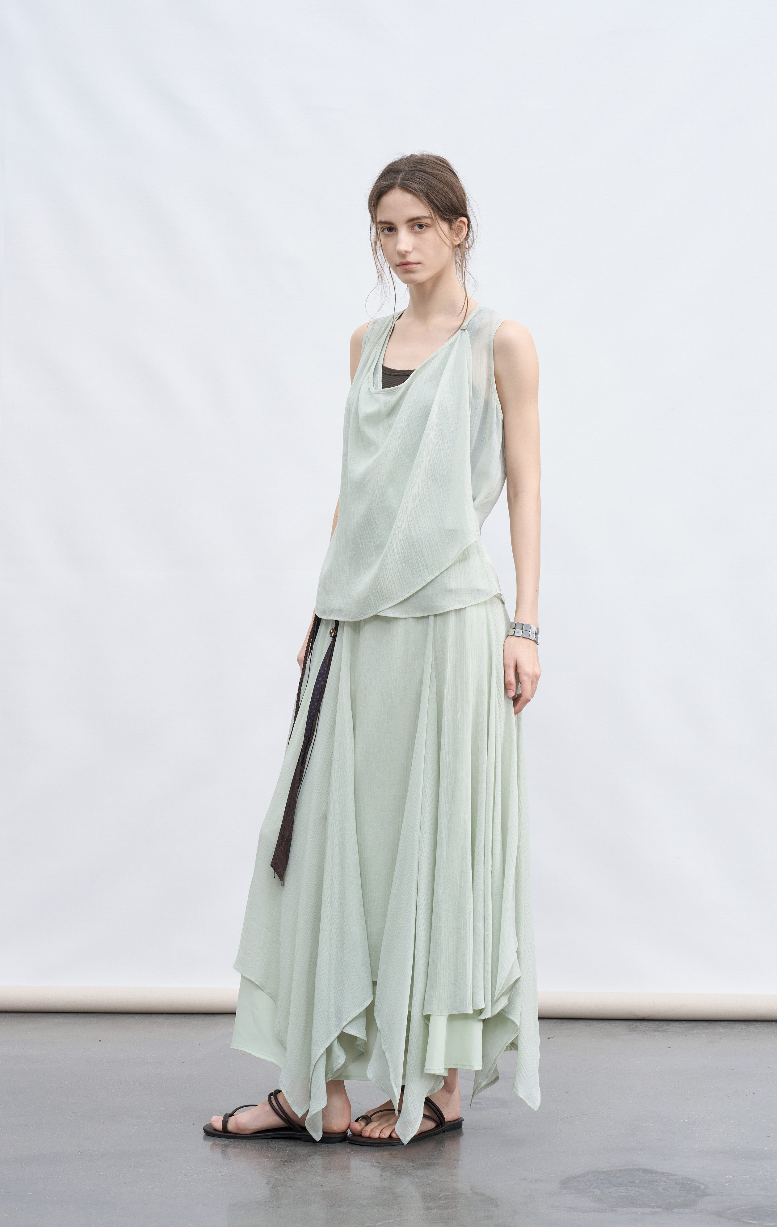 MIX FRILL CHIFFON SKIRT / 믹스 프릴 쉬폰 스커트