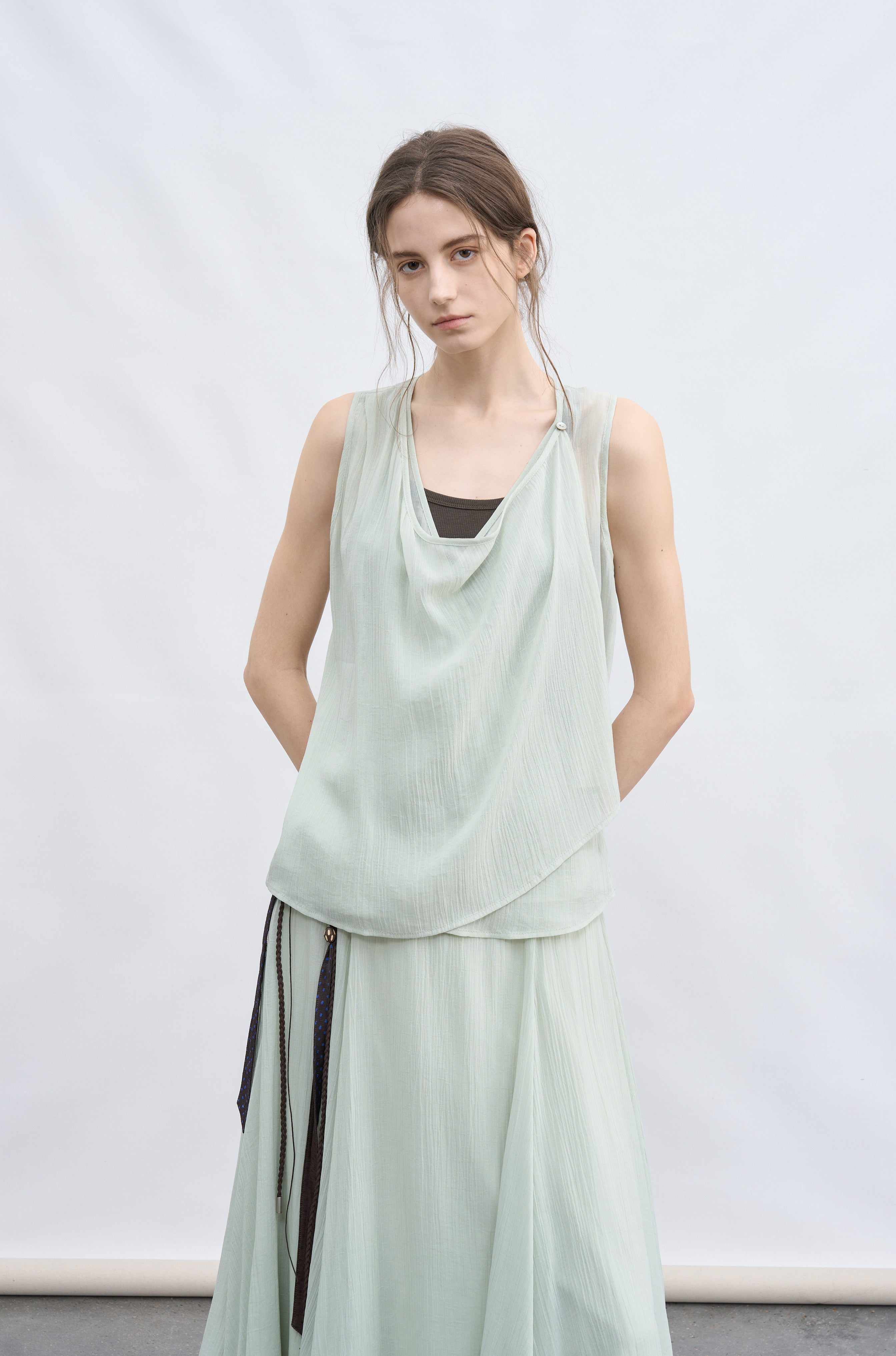 LAYER FRILL CHIFFON BLOUSE