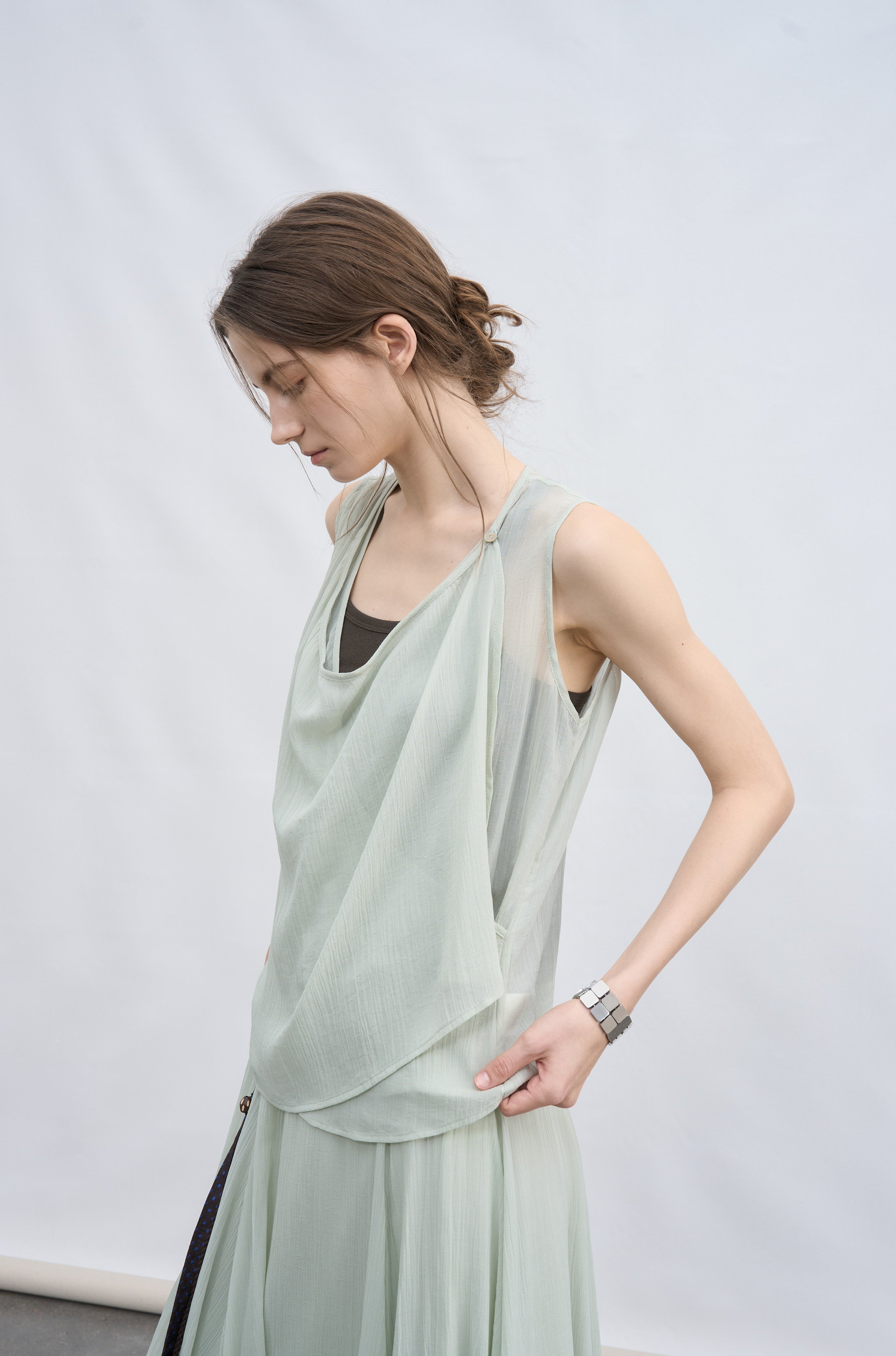 LAYER FRILL CHIFFON BLOUSE