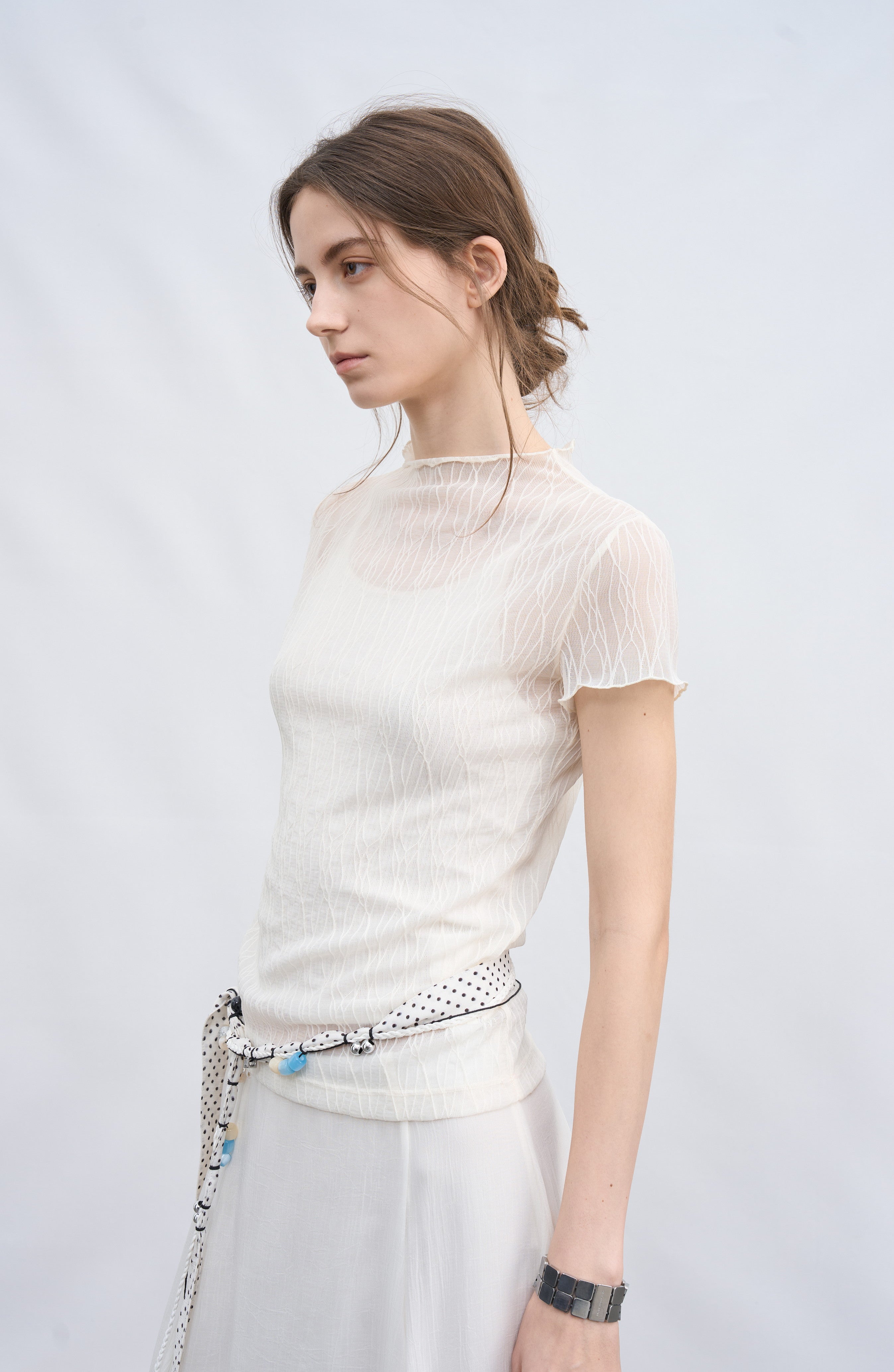 WAVE JACQUARD SHEER TEE / ウェーブジャカードシアーティー