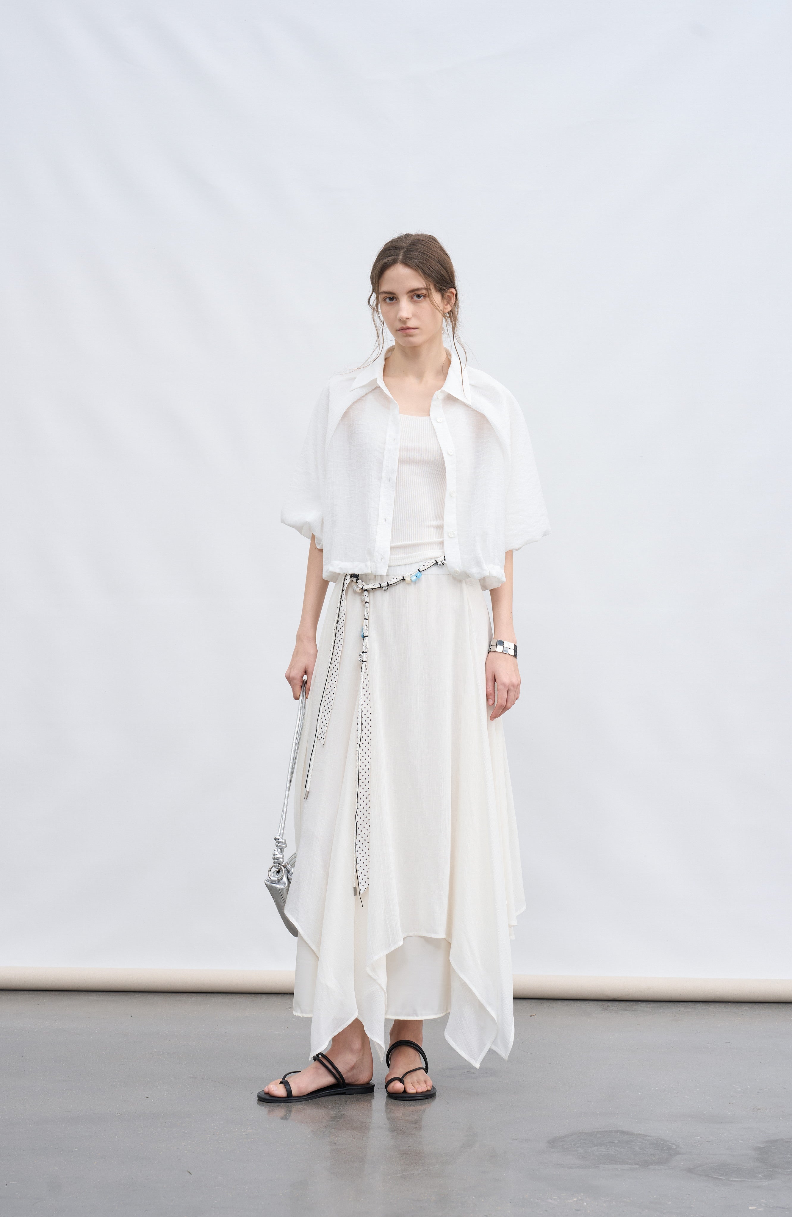 BALLOON SLEEVE DRAPE SHIRT
