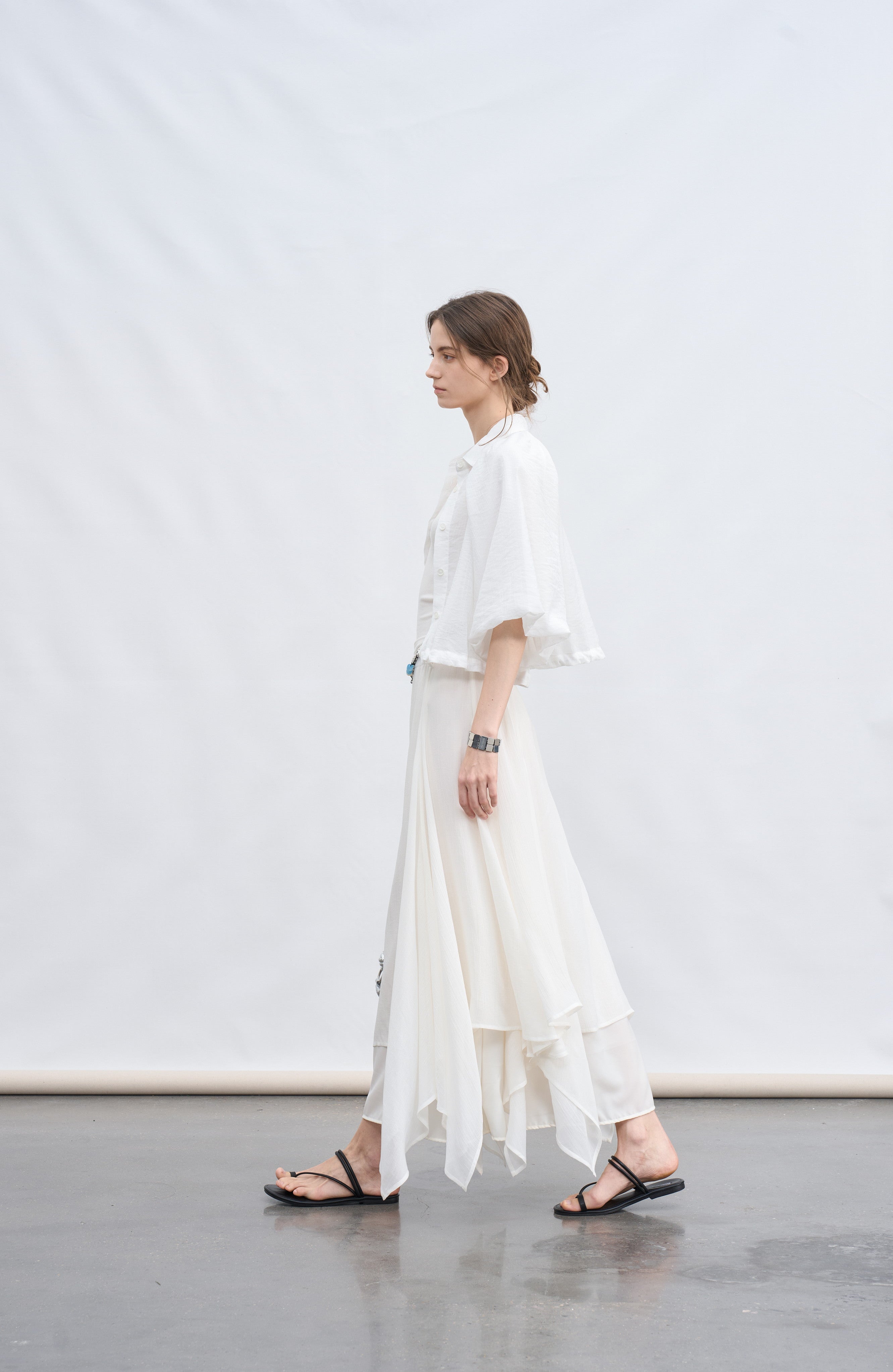 BALLOON SLEEVE DRAPE SHIRT