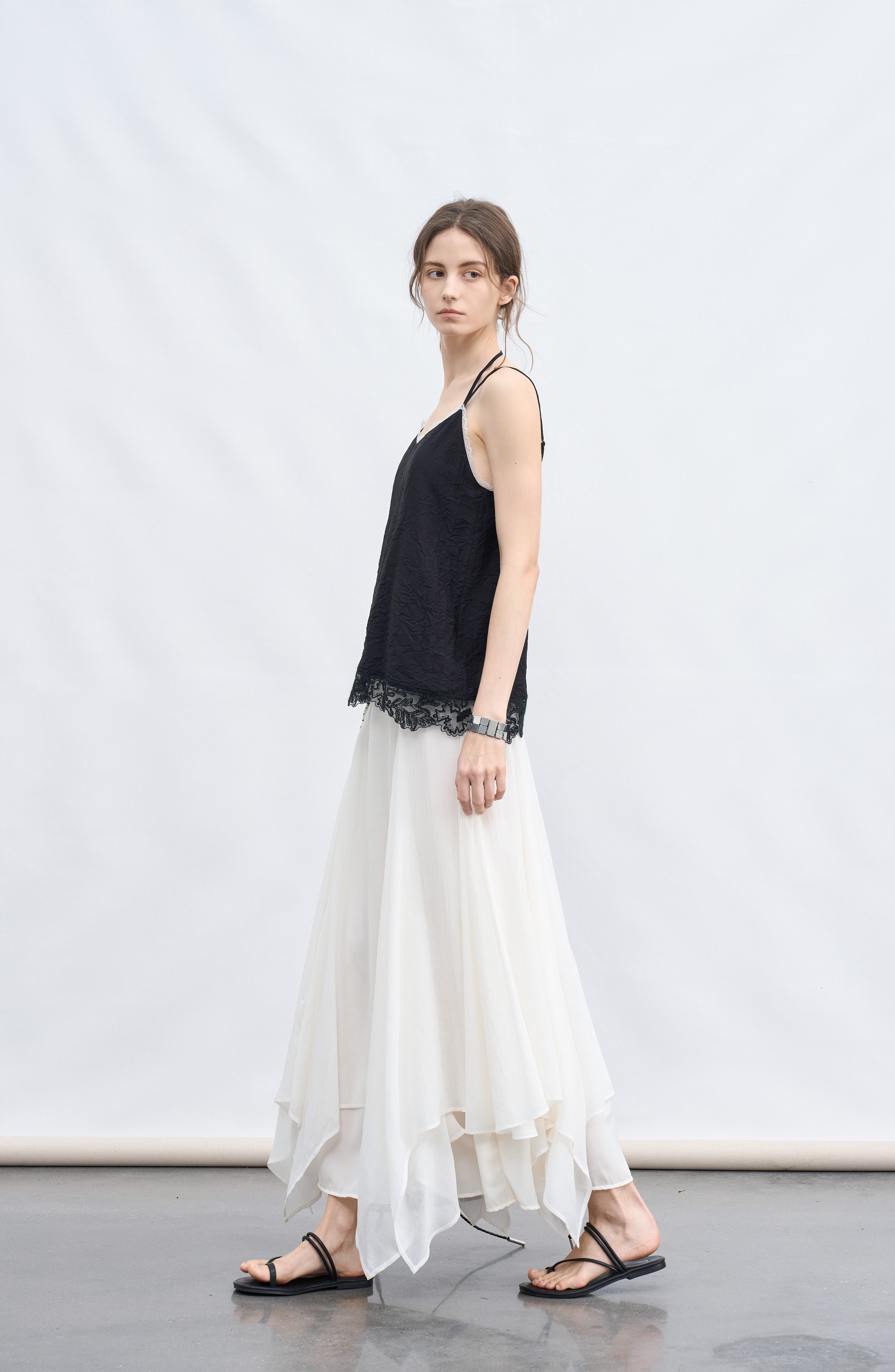 MIX FRILL CHIFFON SKIRT / ミックスフリルシフォンスカート