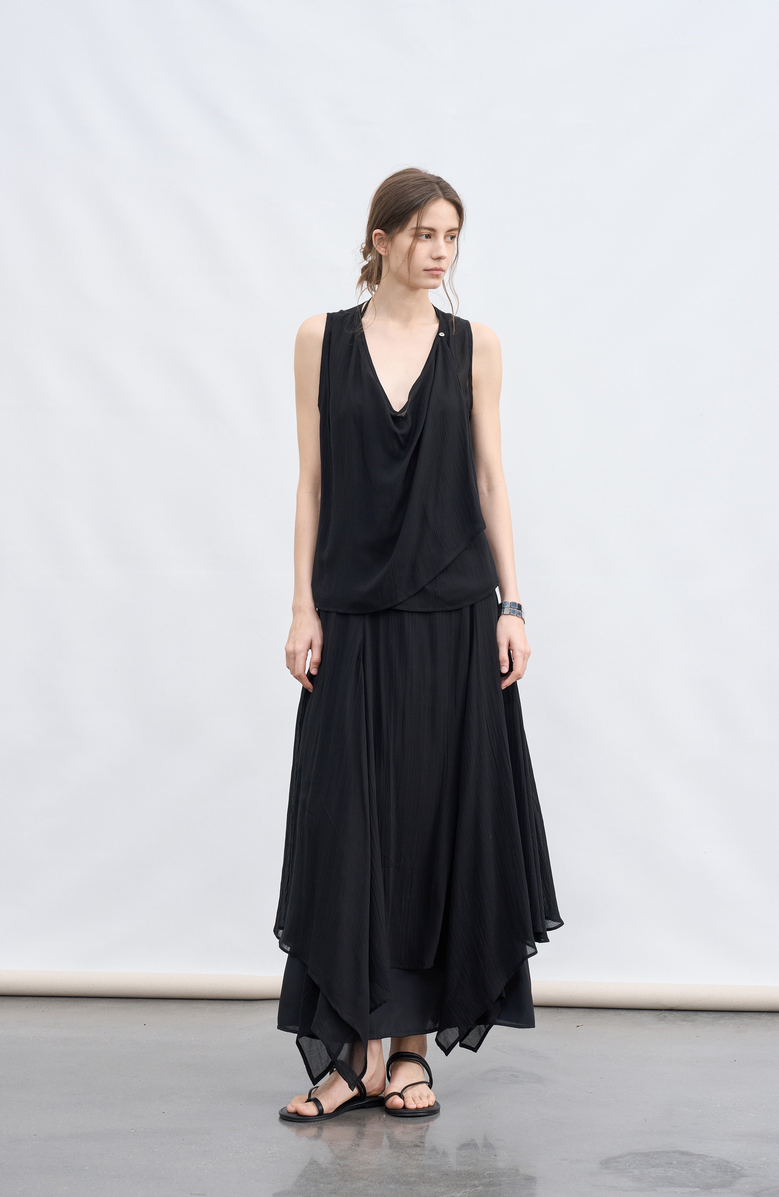 LAYER FRILL CHIFFON BLOUSE