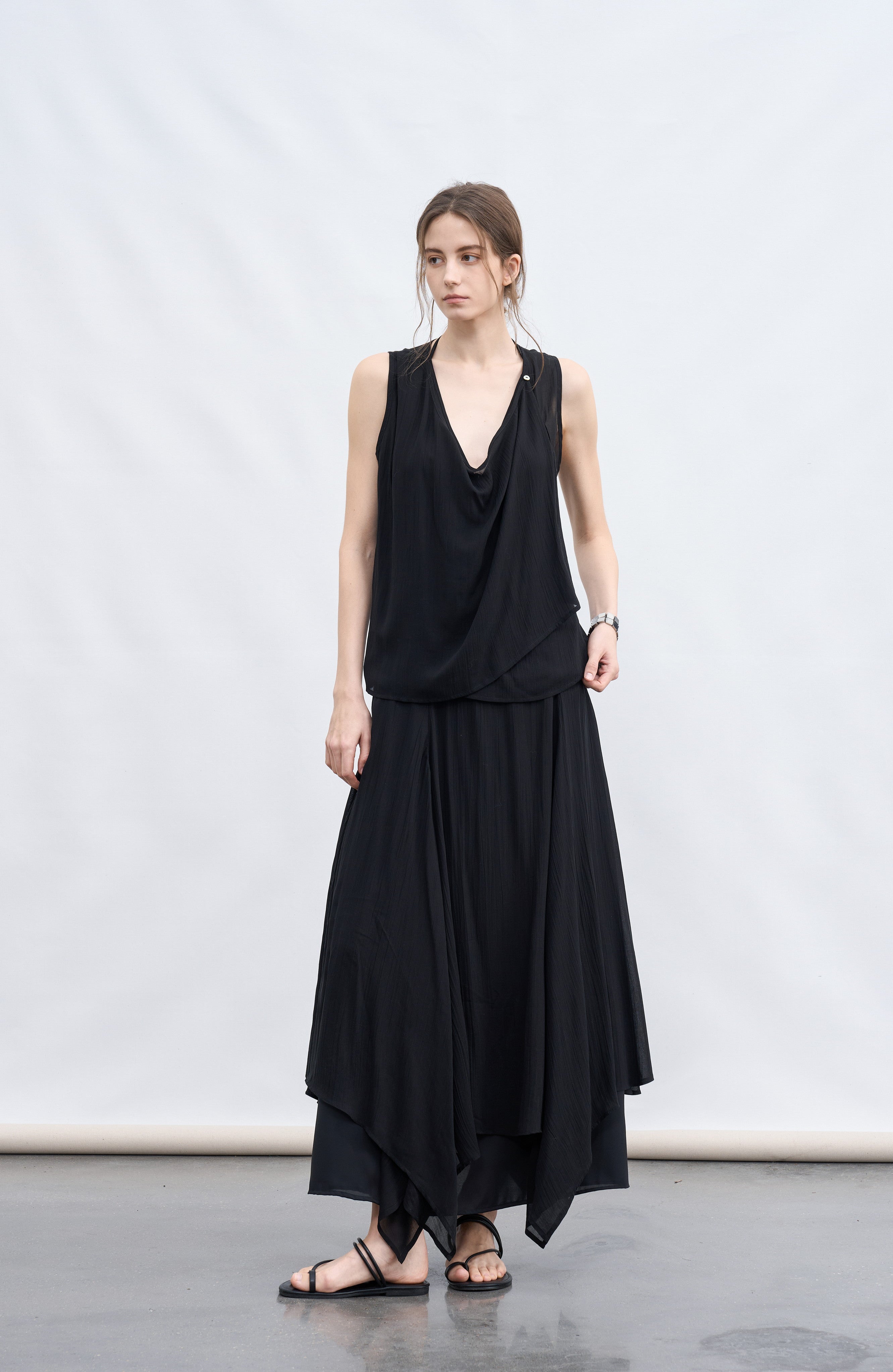 MIX FRILL CHIFFON SKIRT / 믹스 프릴 쉬폰 스커트