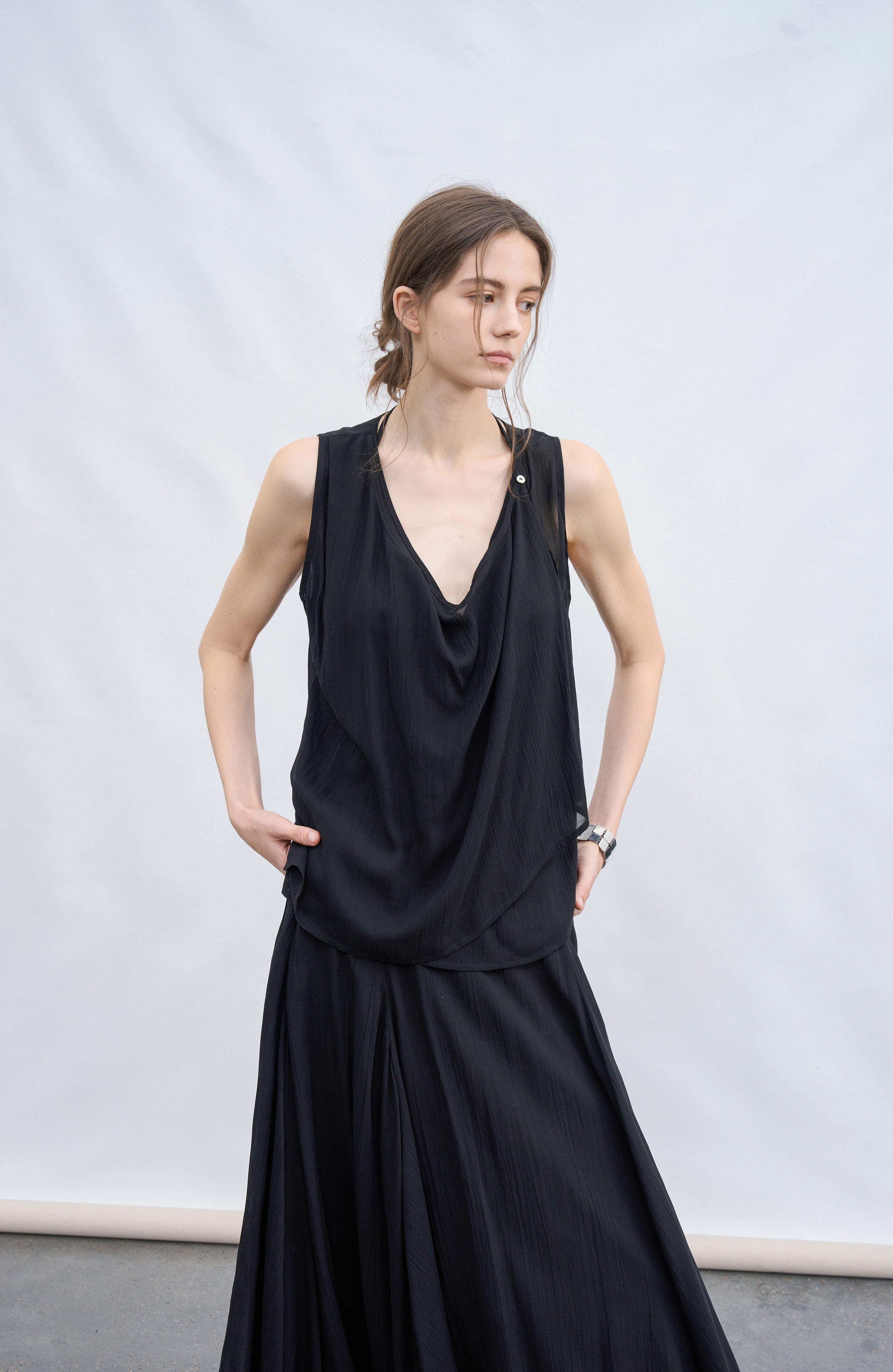 LAYER FRILL CHIFFON BLOUSE