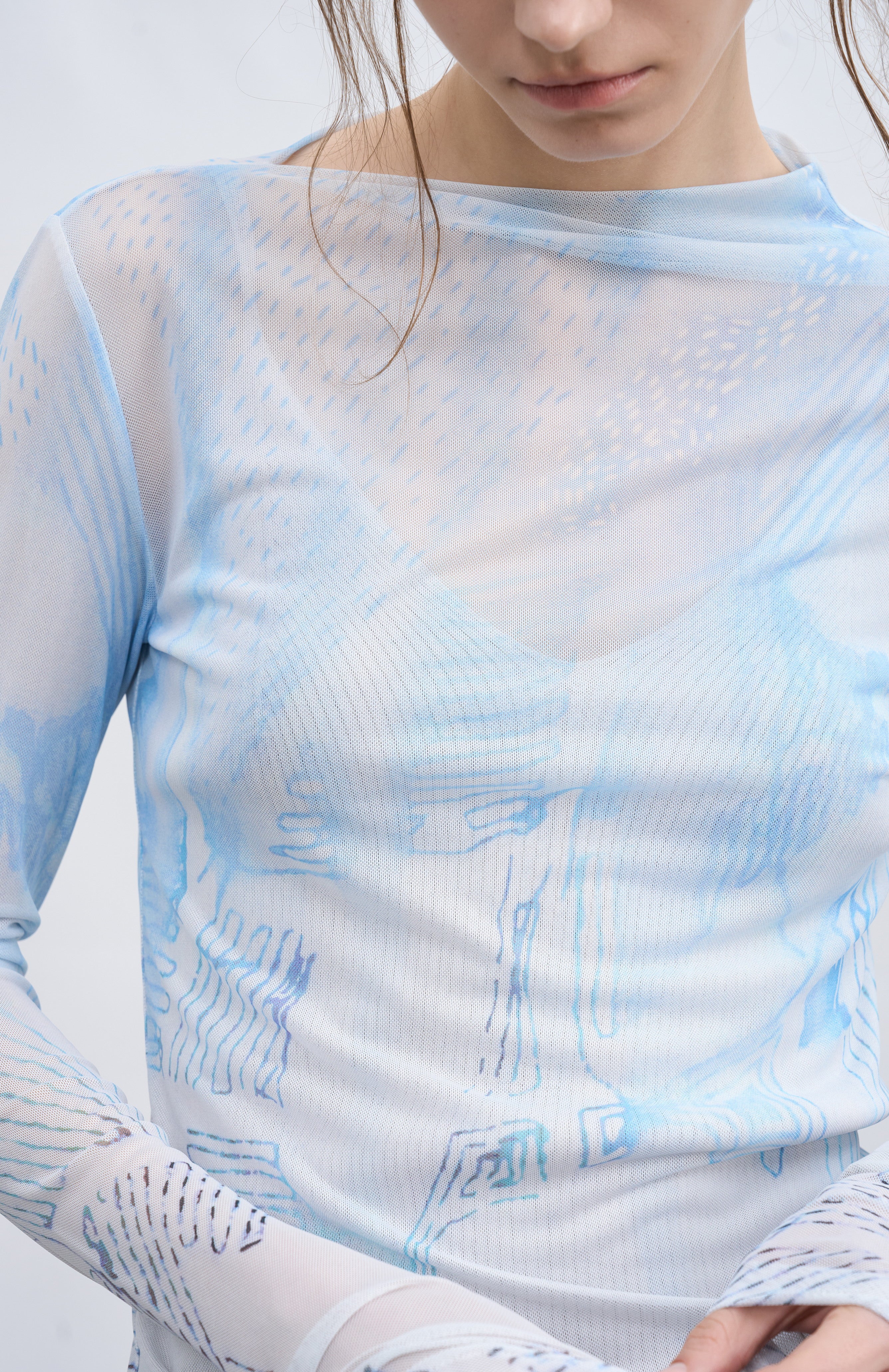BLUE DRIP SHEER TOP / ブルードリップシアートップ
