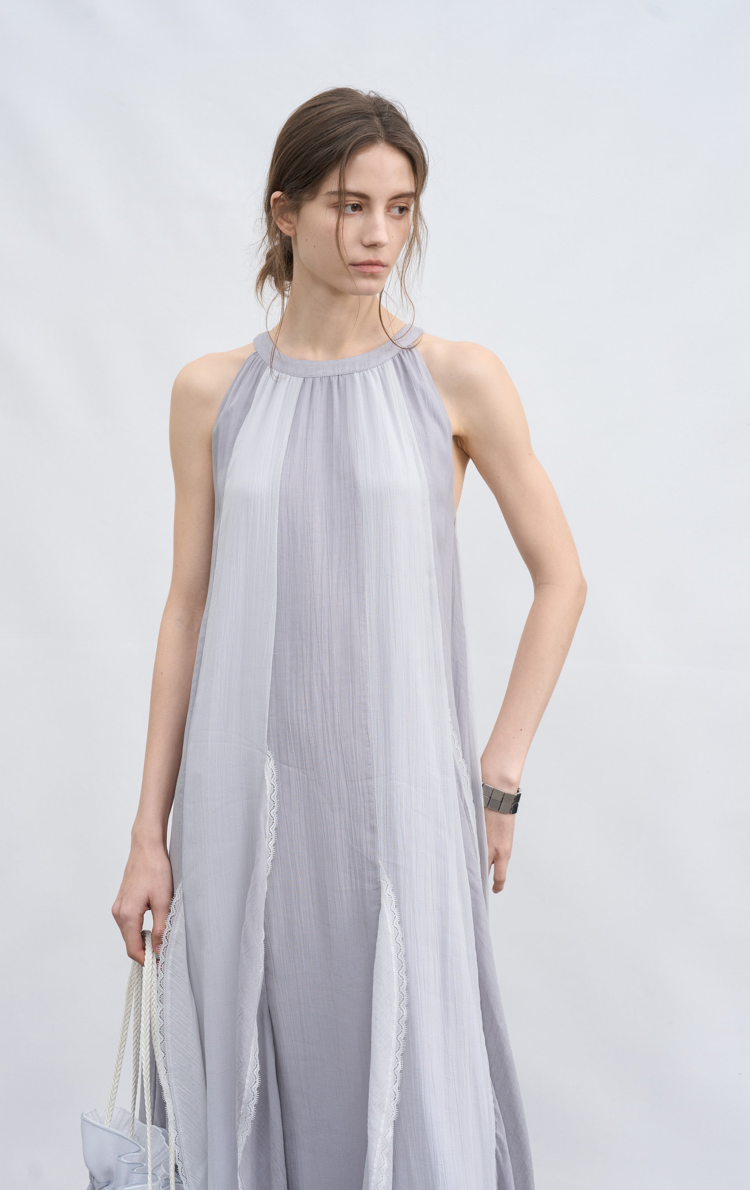 TIERED LACE COLLAR DRESS