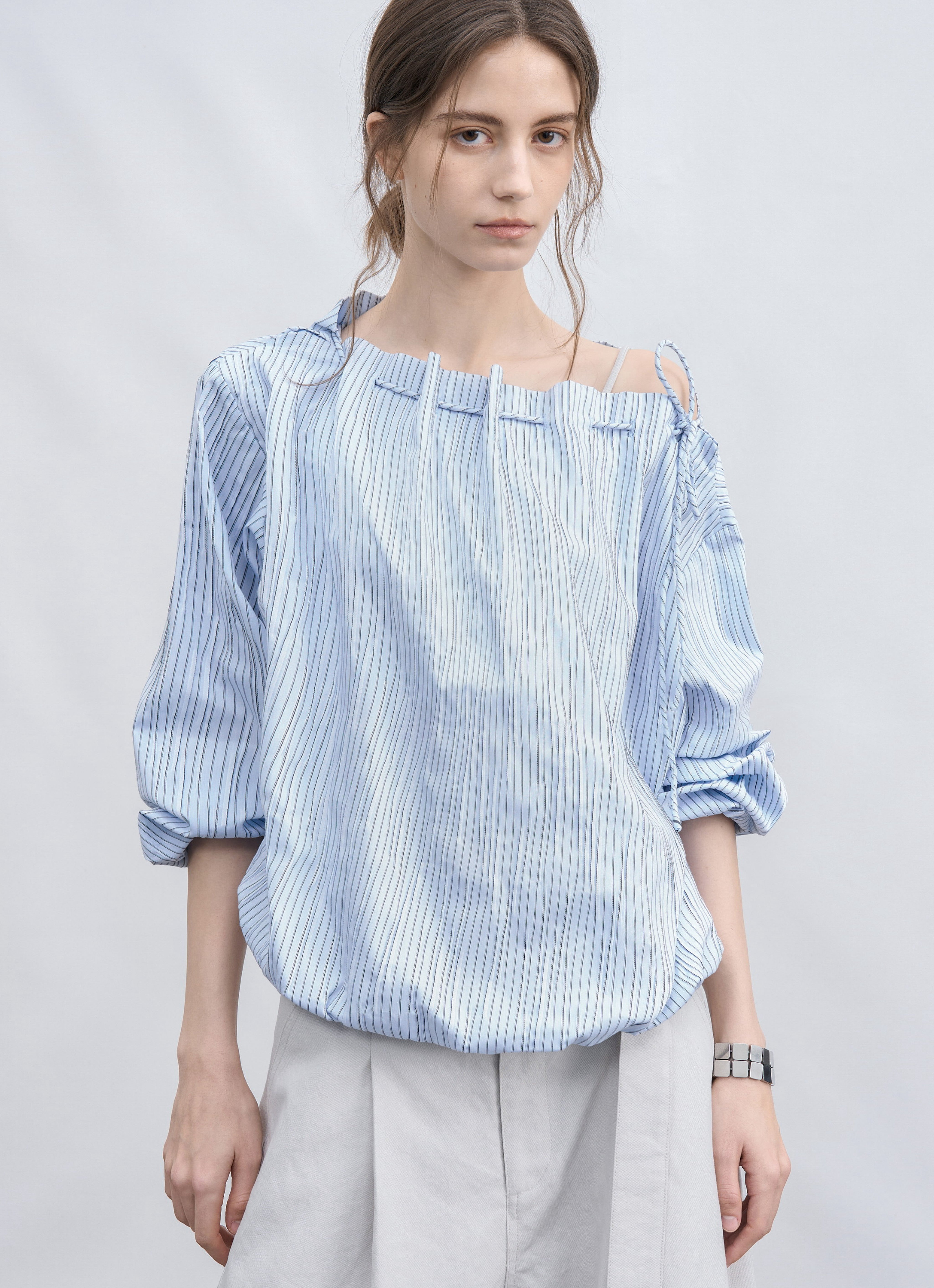 STRING POUCH STRIPE SHIRT / ストリングポーチストライプシャツ
