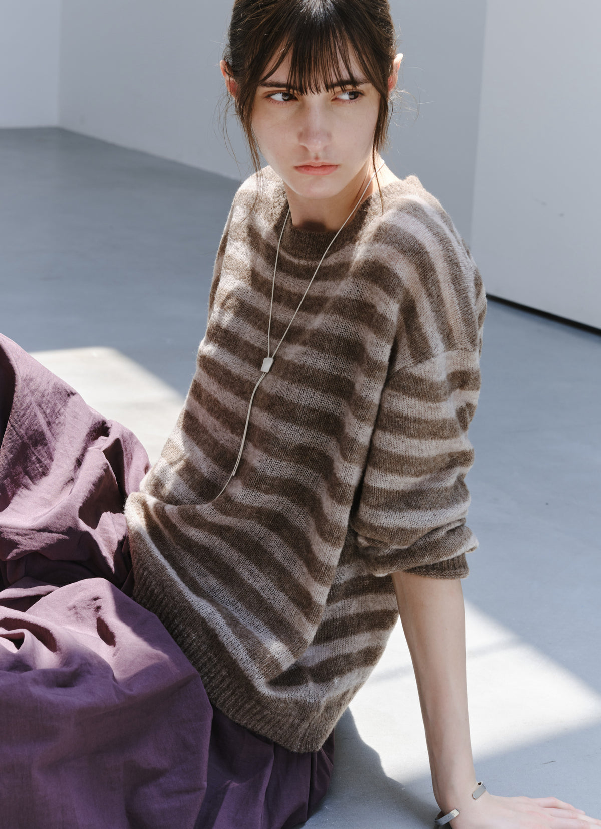 COLOR STRIPE LOOSE SWEATER