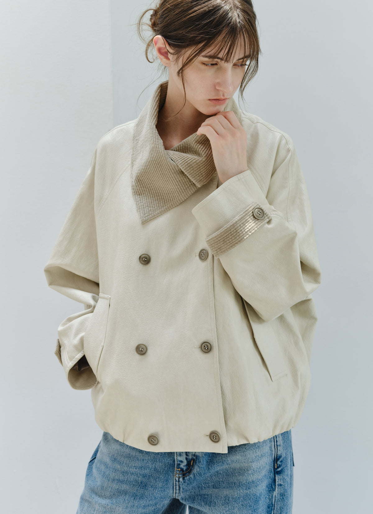 WRAP LAPEL LEATHER TRENCH