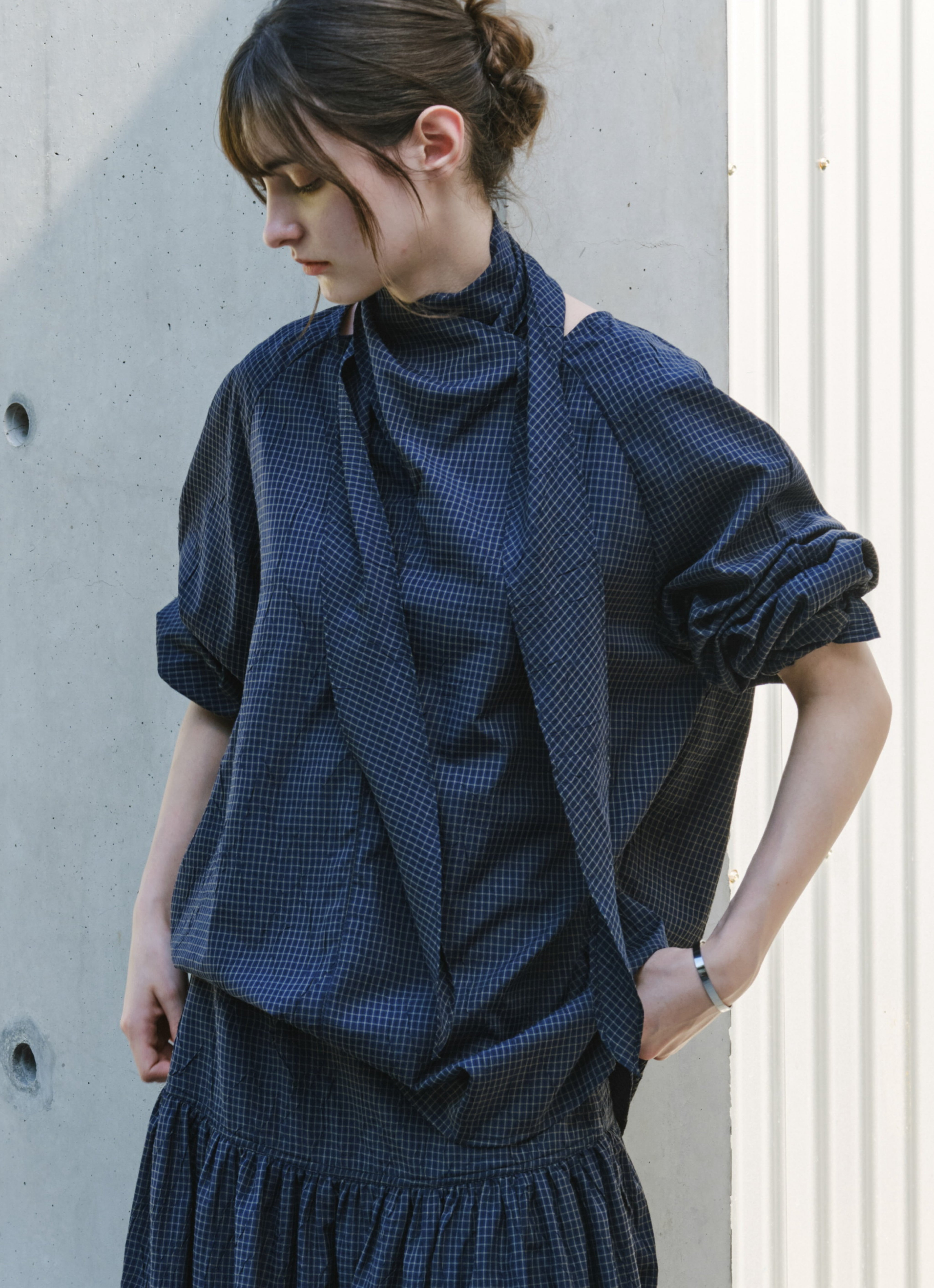 GRID CHECK SCARF SHIRT