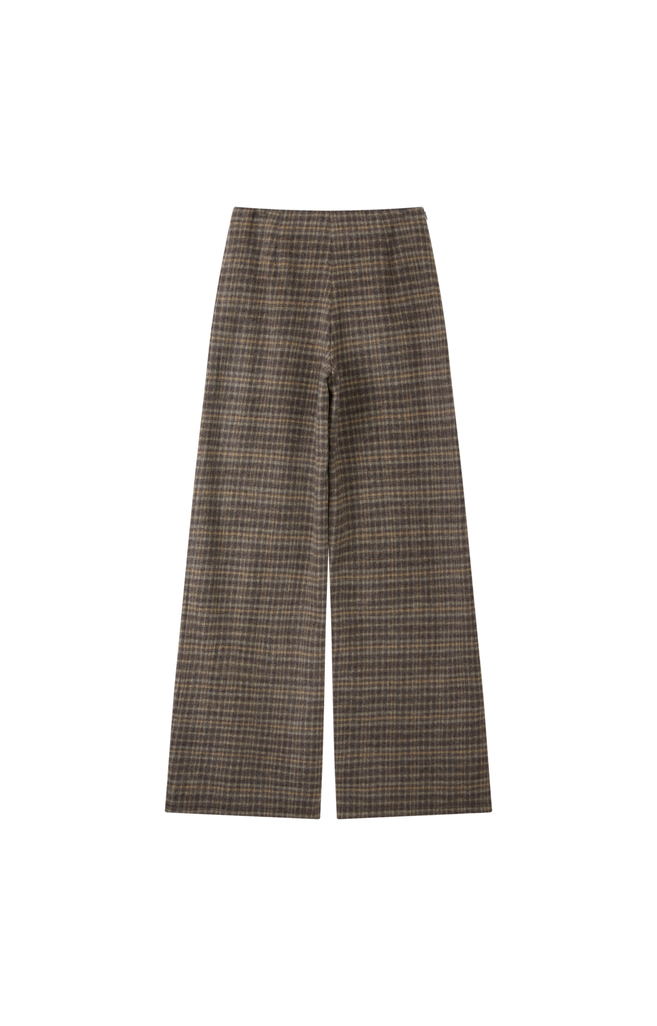 BRUSHED PLAID WIDE PANTS / 기모 체크 와이드 팬츠
