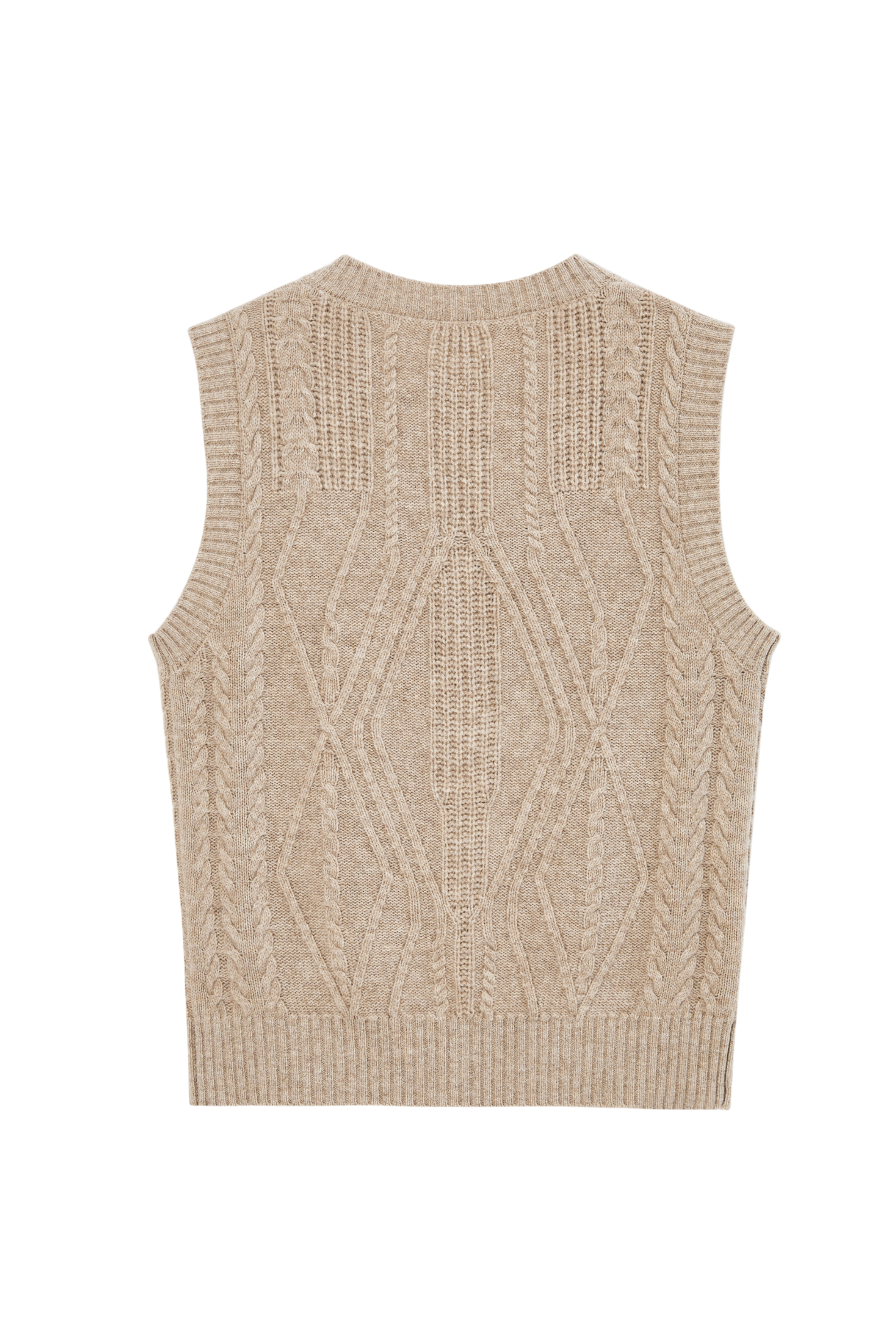 WOOL CABLE CARDIGAN VEST