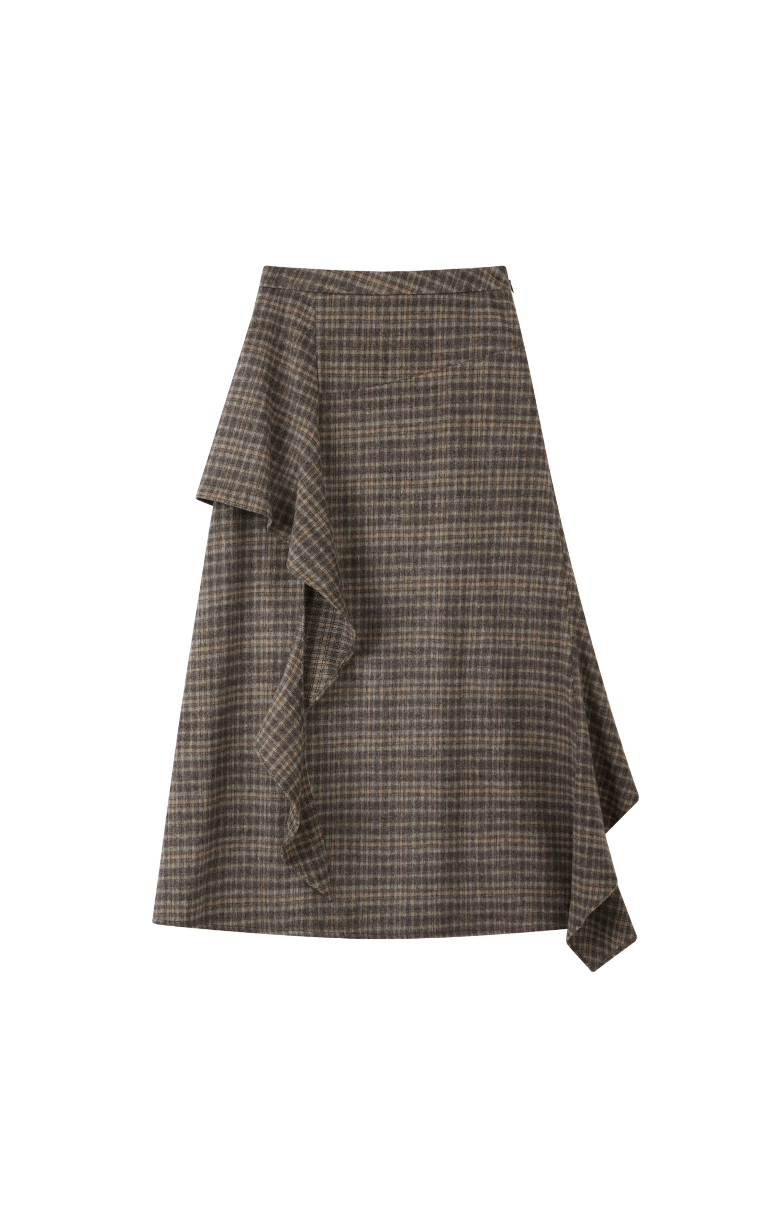 BRUSHED PLAID FRILL SKIRT / 기모 체크 프릴 스커트