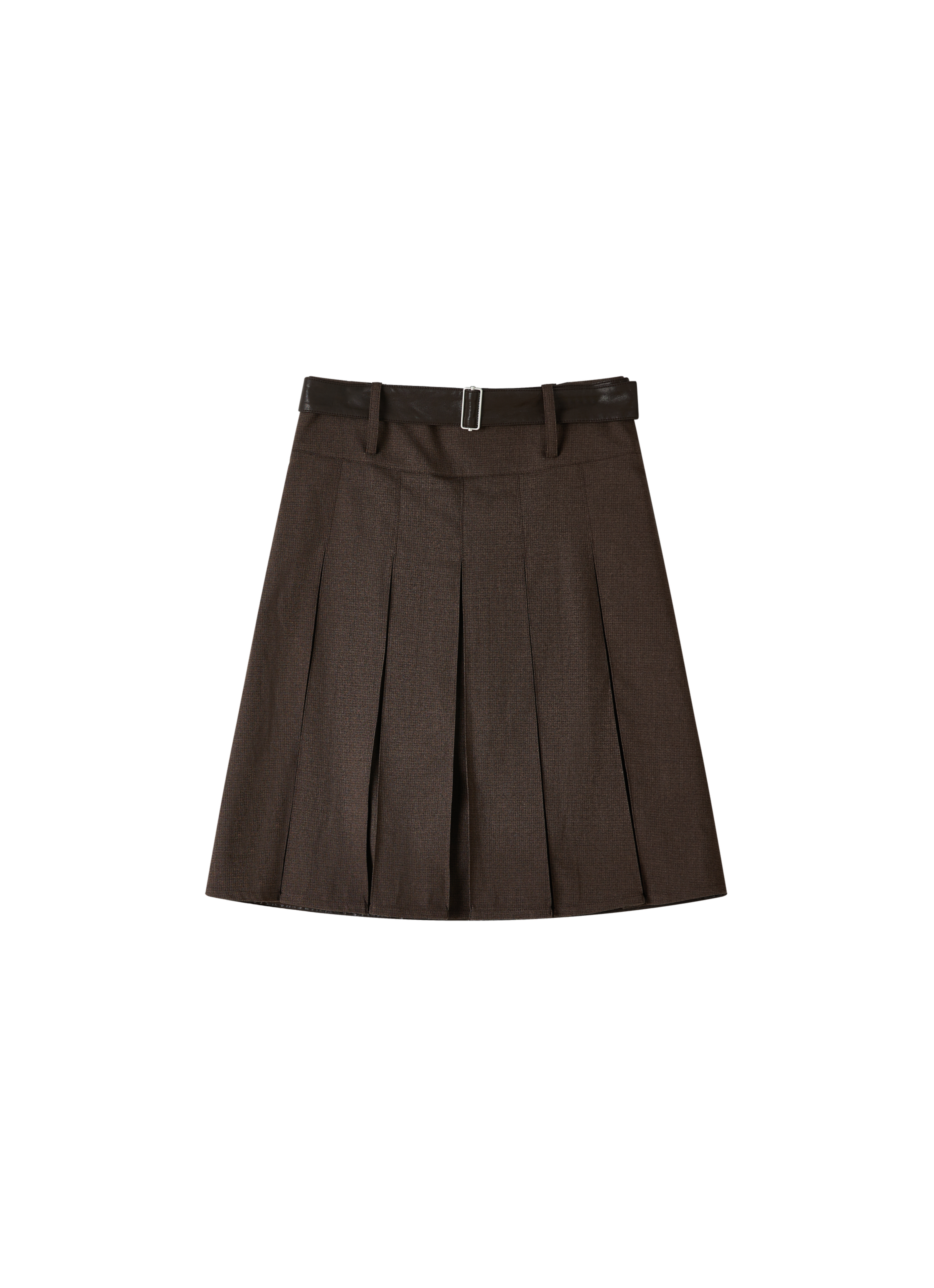 BACK LEATHER PLEATED SKIRT
