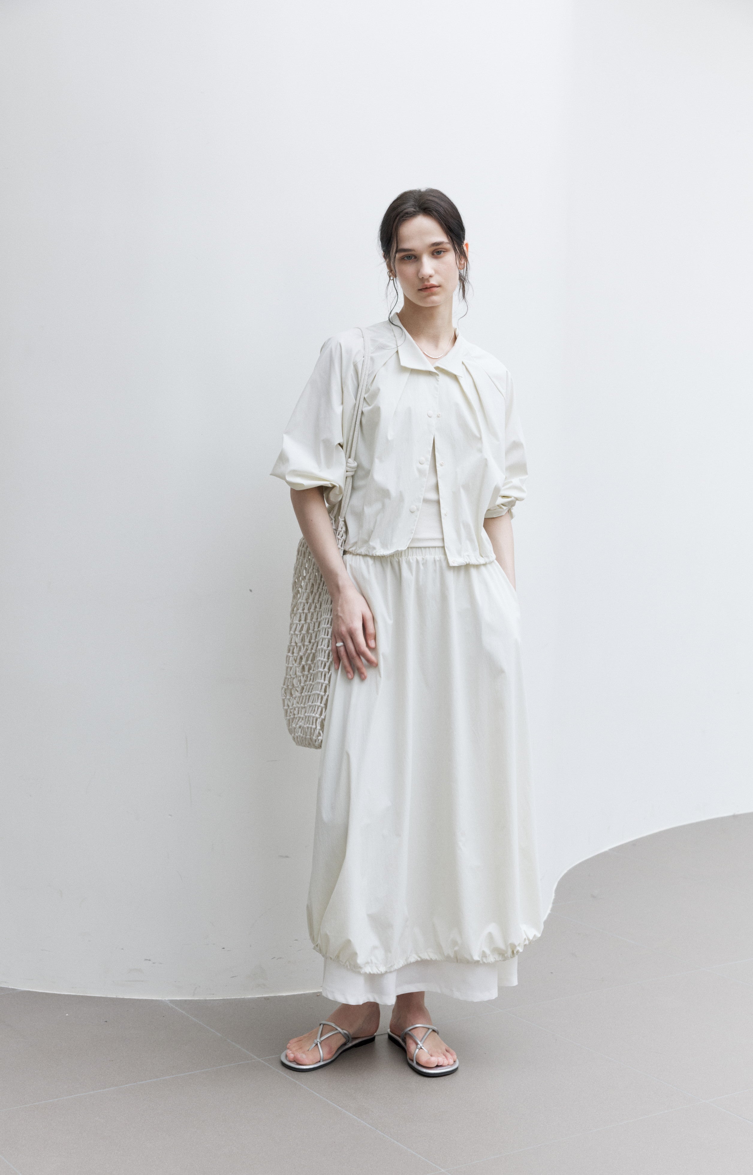 UV CUT NECK PLEATED DRAPE BLOUSON / UVカットネックプリーツドレープブルゾン