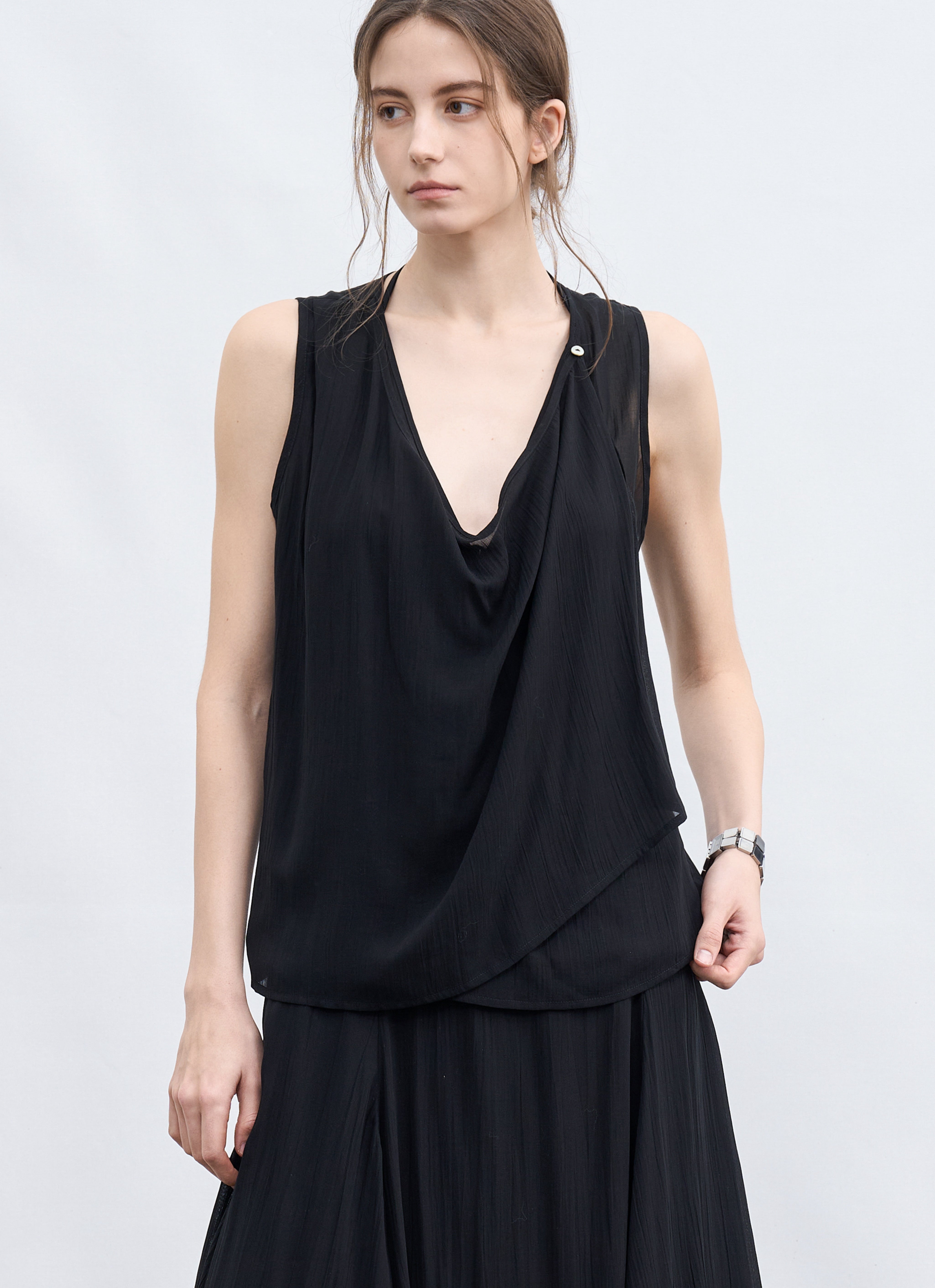 LAYER FRILL CHIFFON BLOUSE