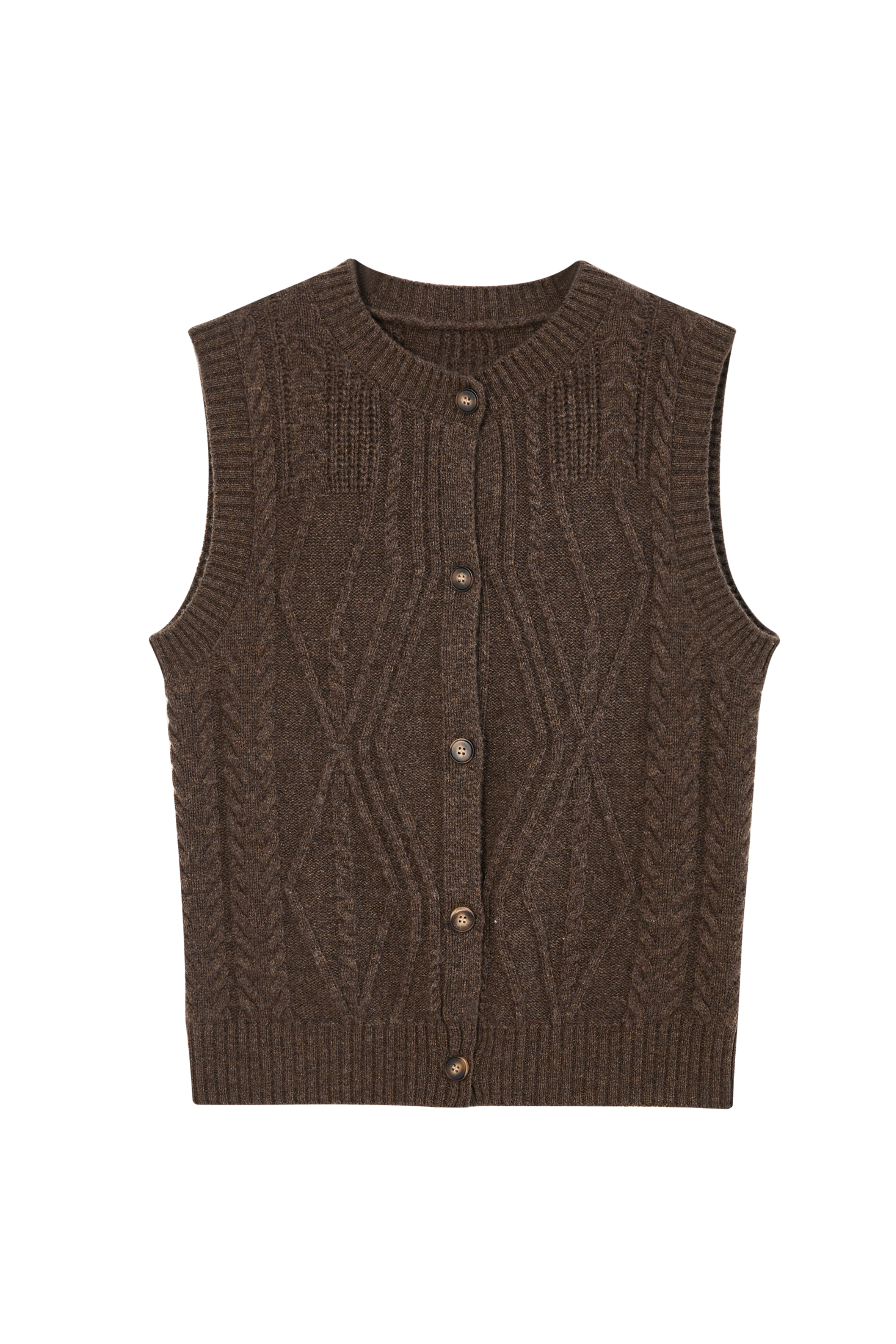 WOOL CABLE CARDIGAN VEST