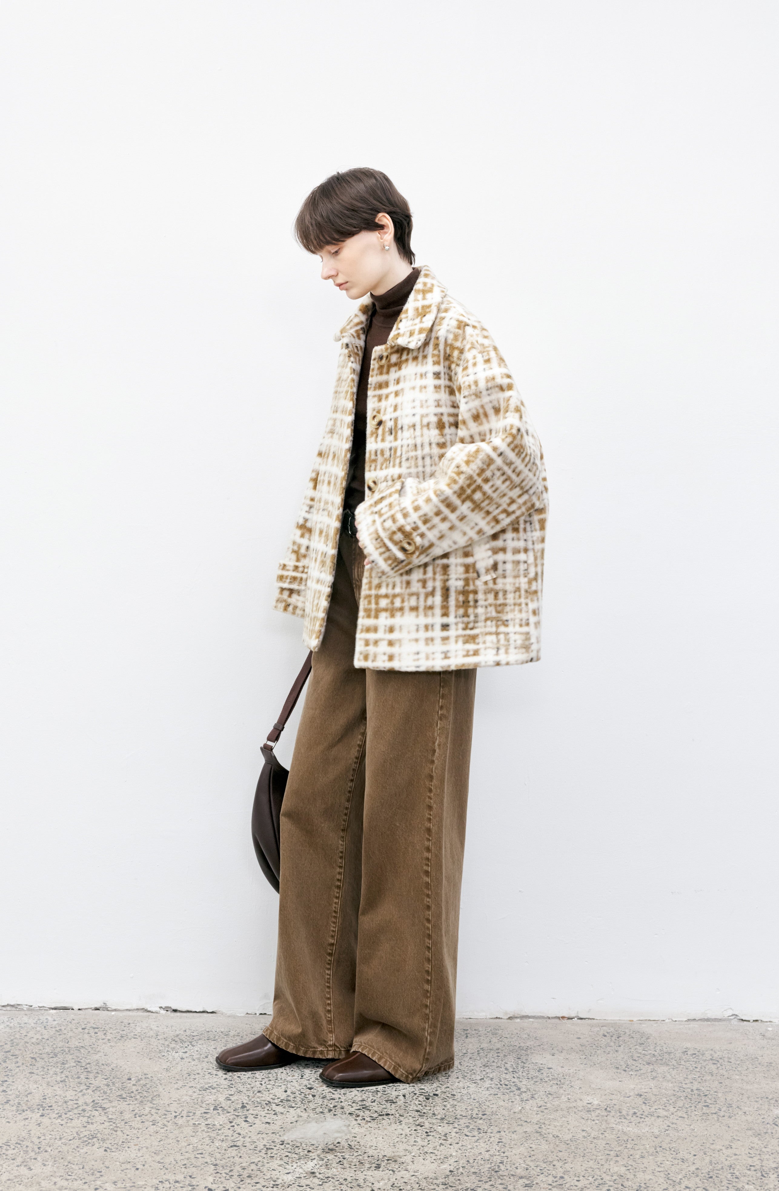 HAZY PLAID DESIGN SOFT JACKET