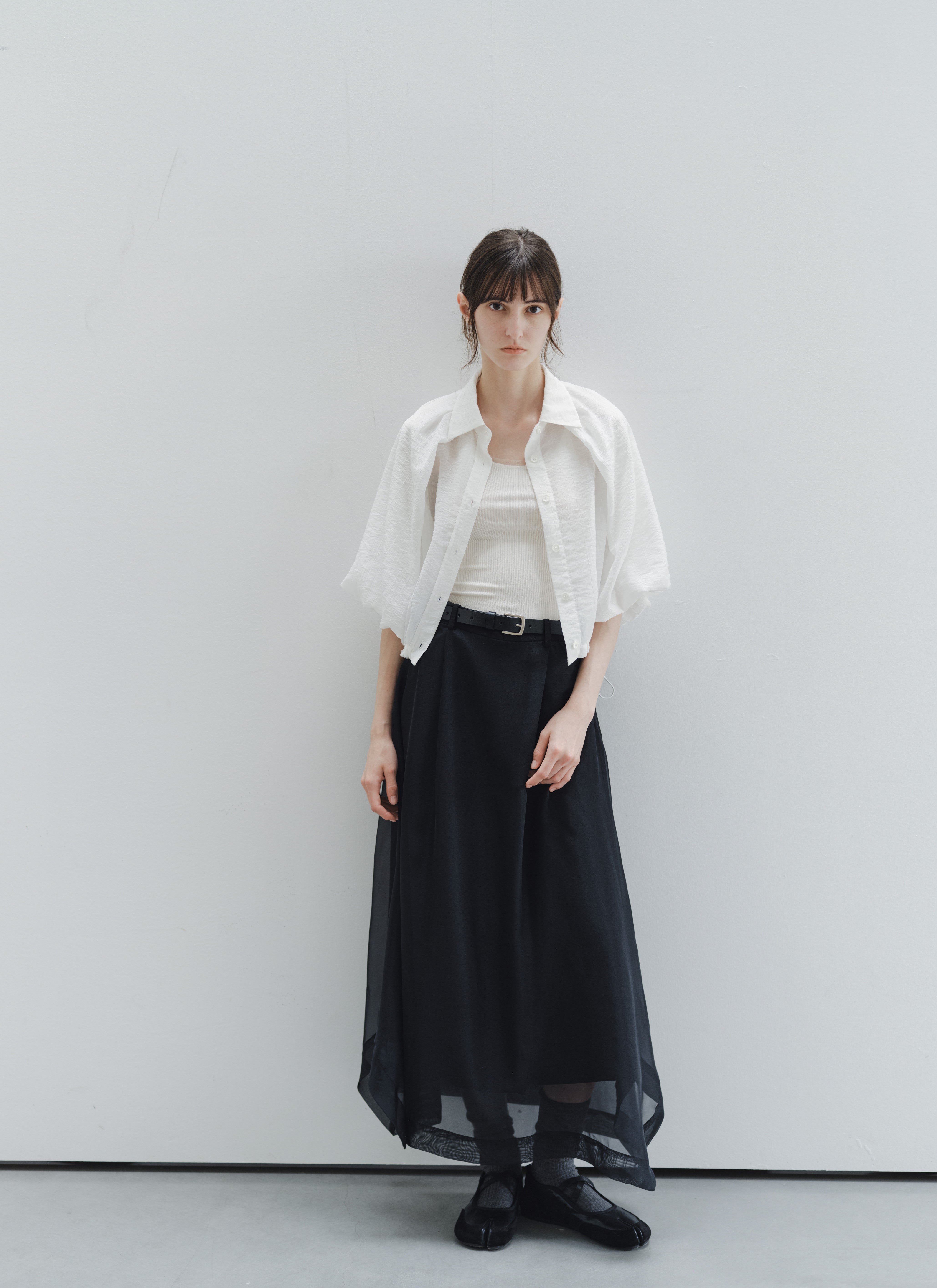 BALLOON SLEEVE DRAPE SHIRT