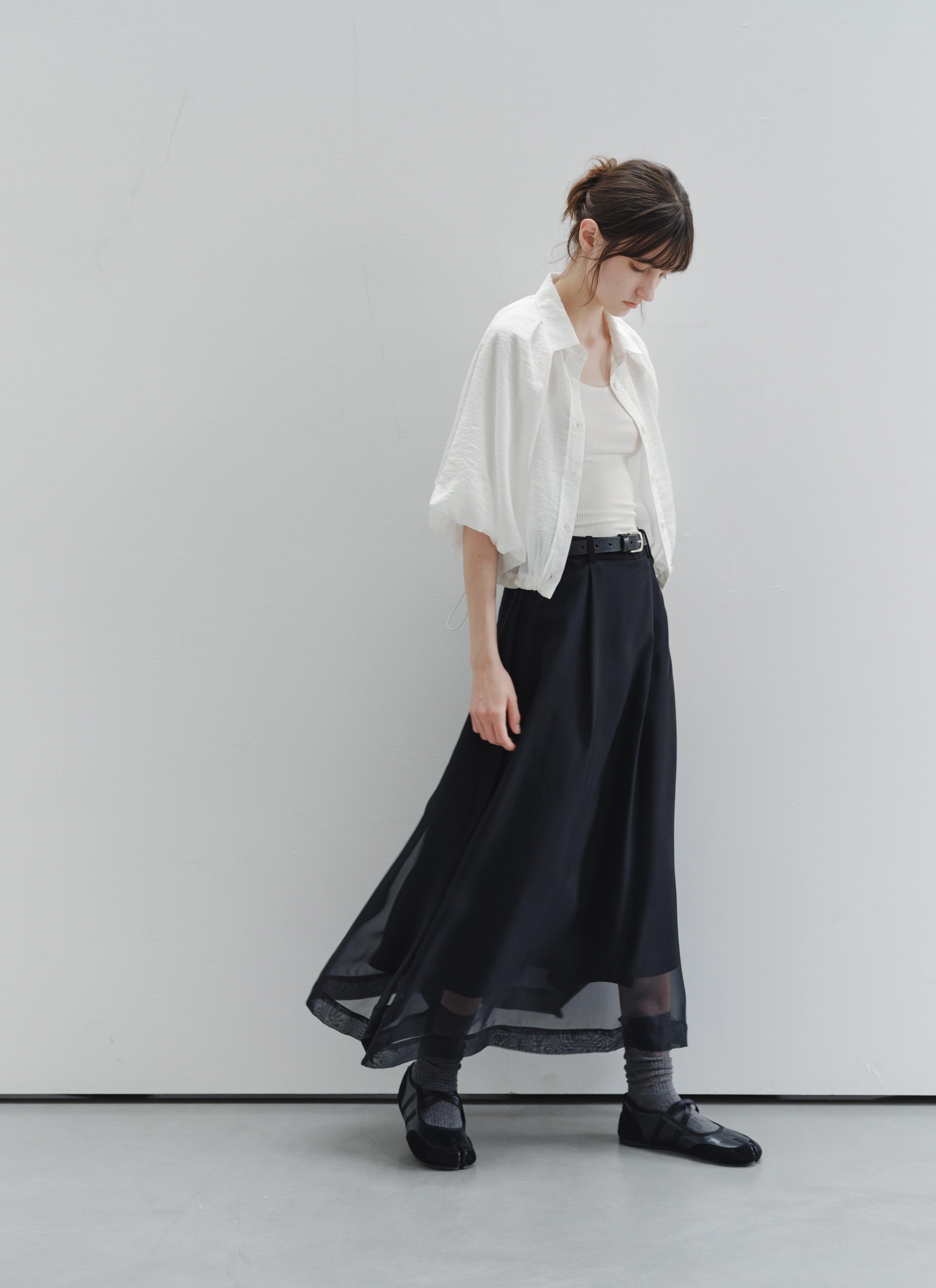 BALLOON SLEEVE DRAPE SHIRT