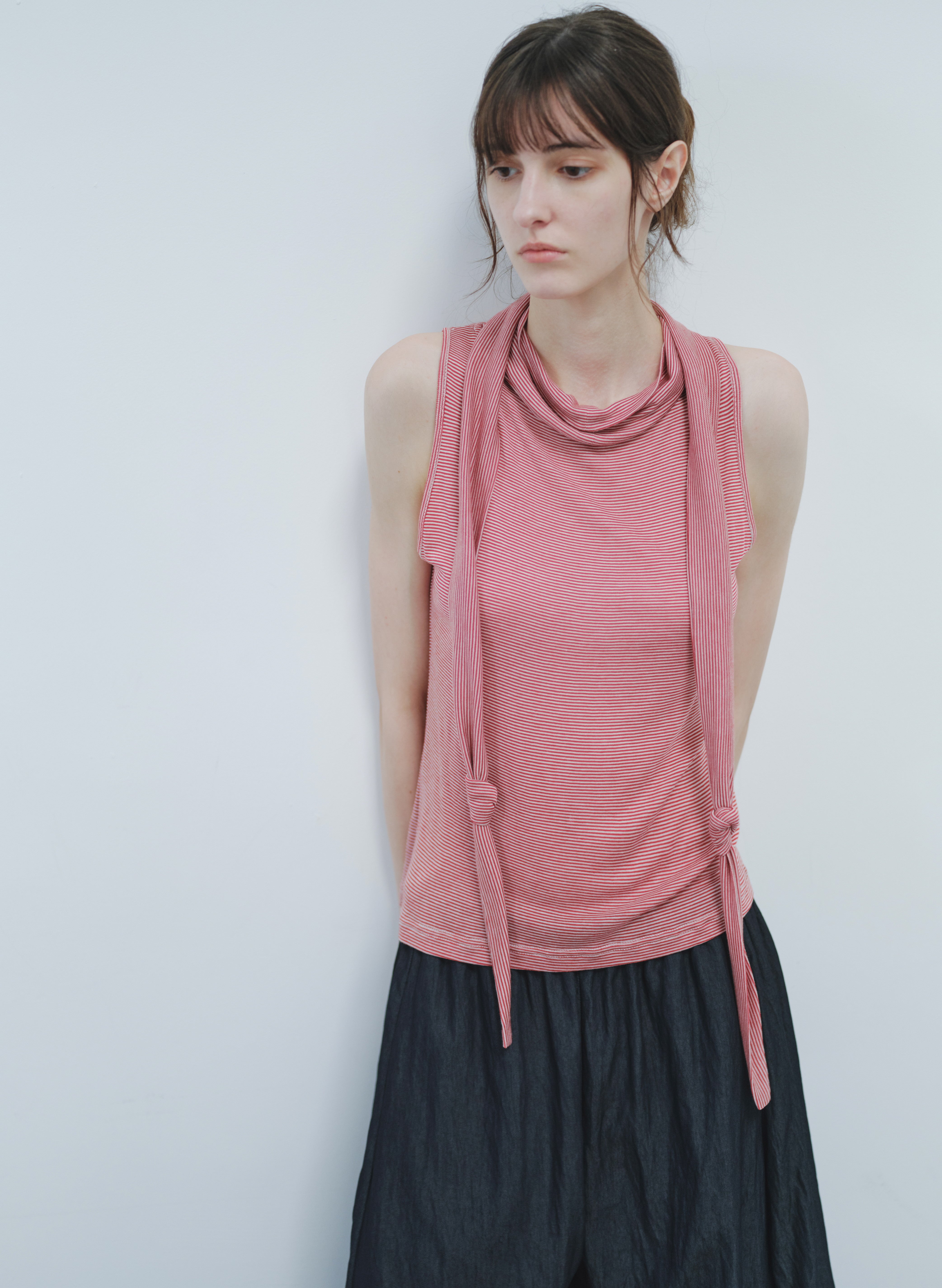 SCARF TIE STRIPE TOP