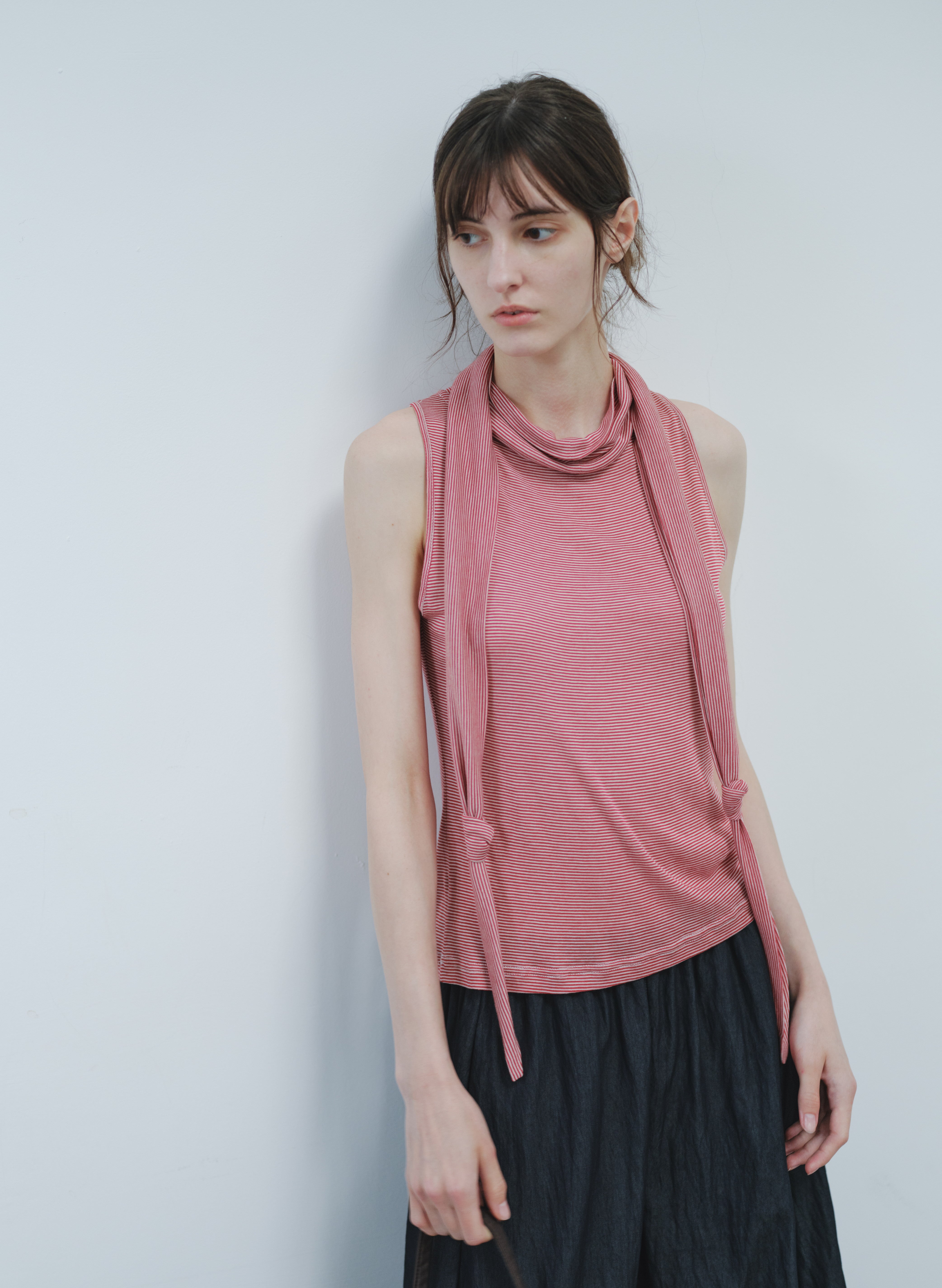 SCARF TIE STRIPE TOP