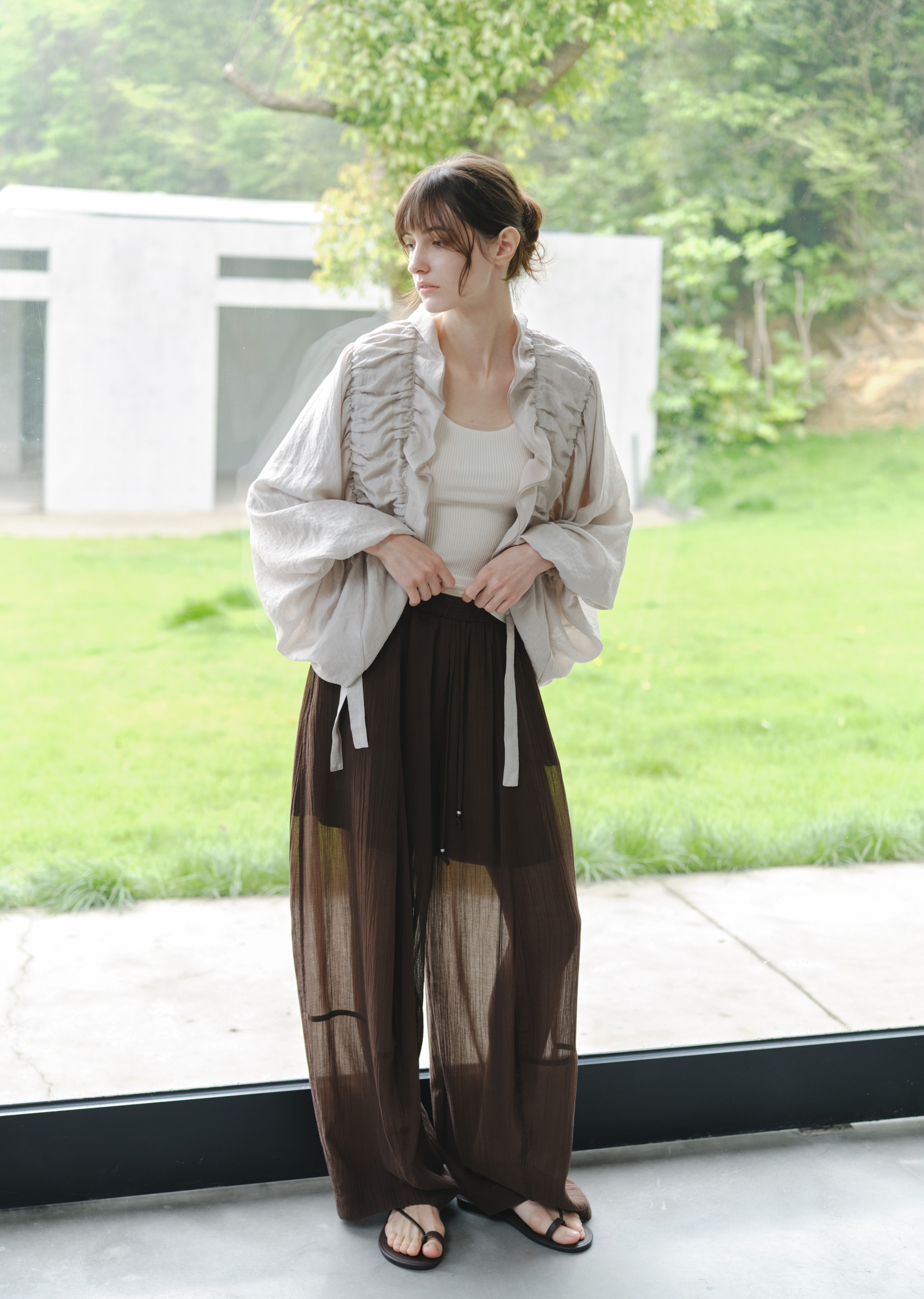 FRILL GATHER DRAPE BLOUSON / フリルギャザードレープブルゾン