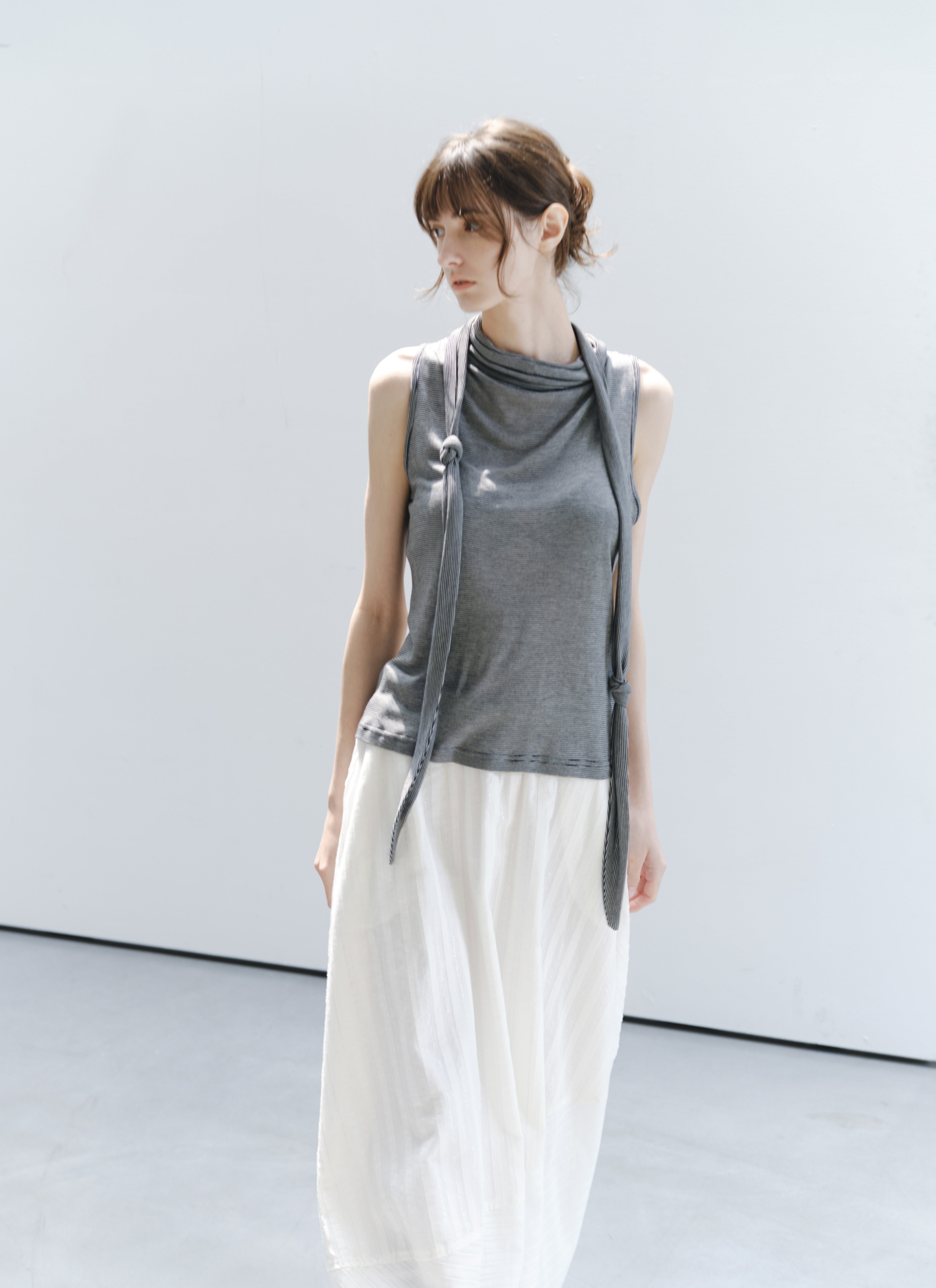SCARF TIE STRIPE TOP