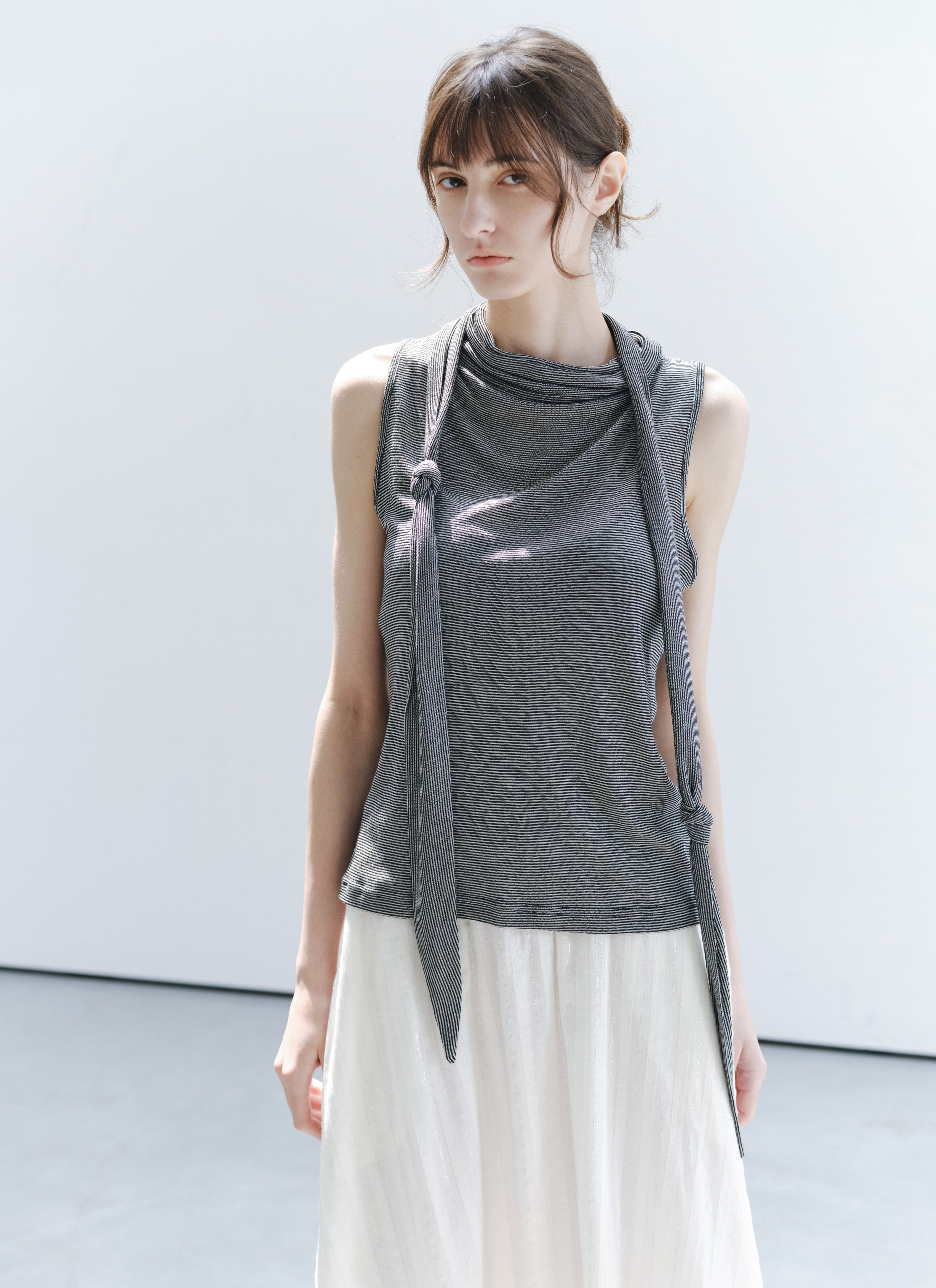 SCARF TIE STRIPE TOP
