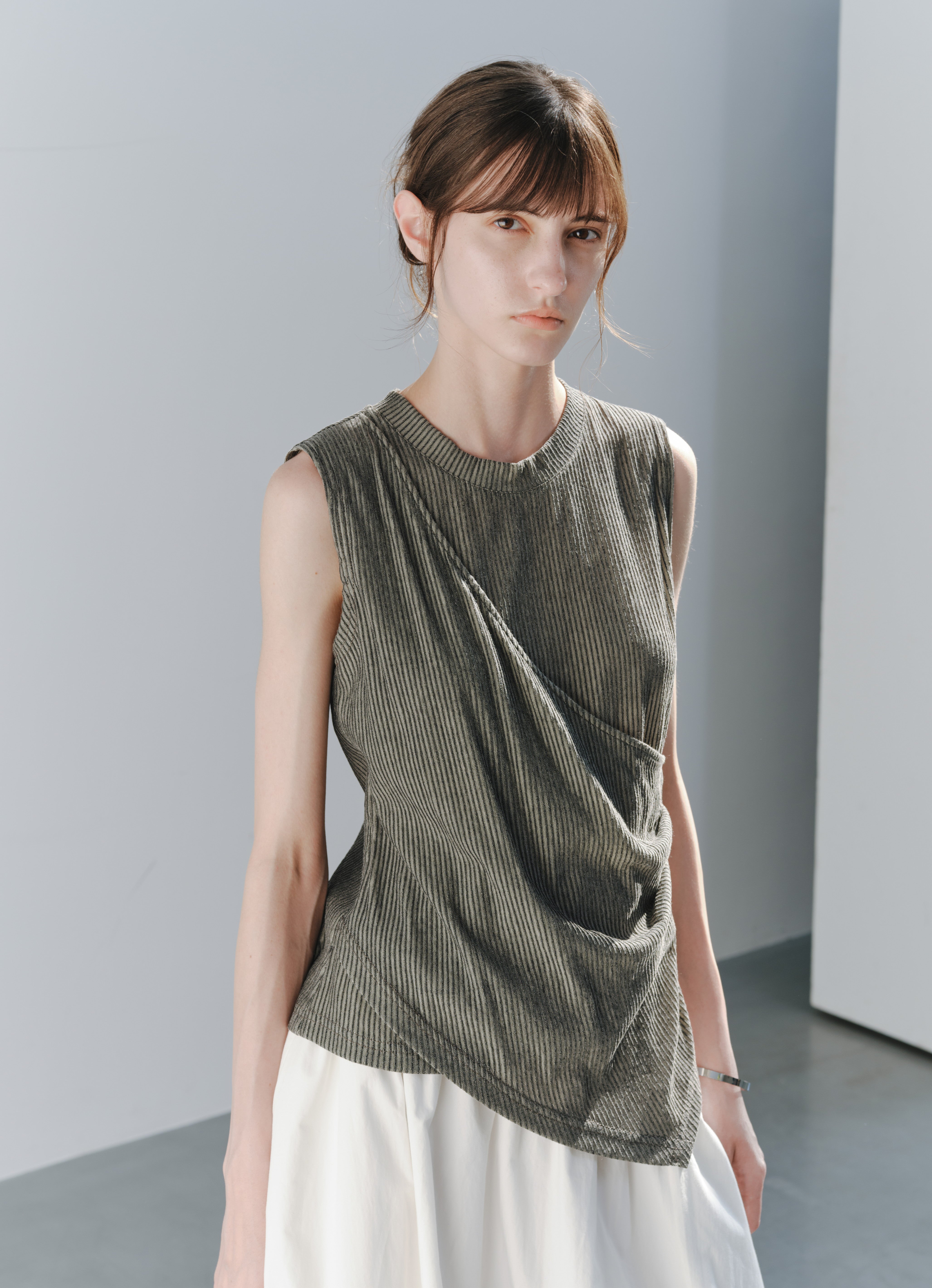 SIDE GATHER STRIPE TOP