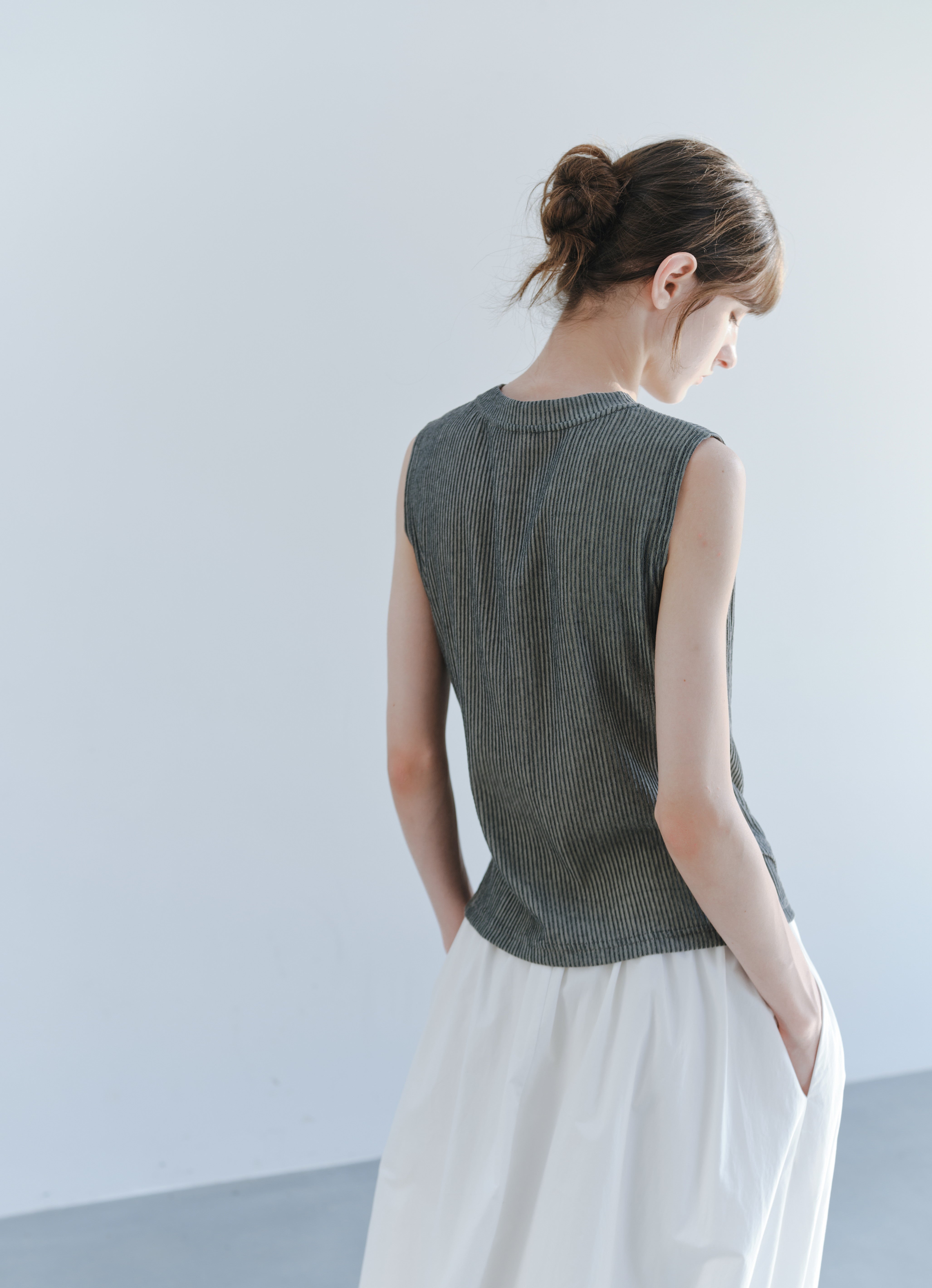 SIDE GATHER STRIPE TOP
