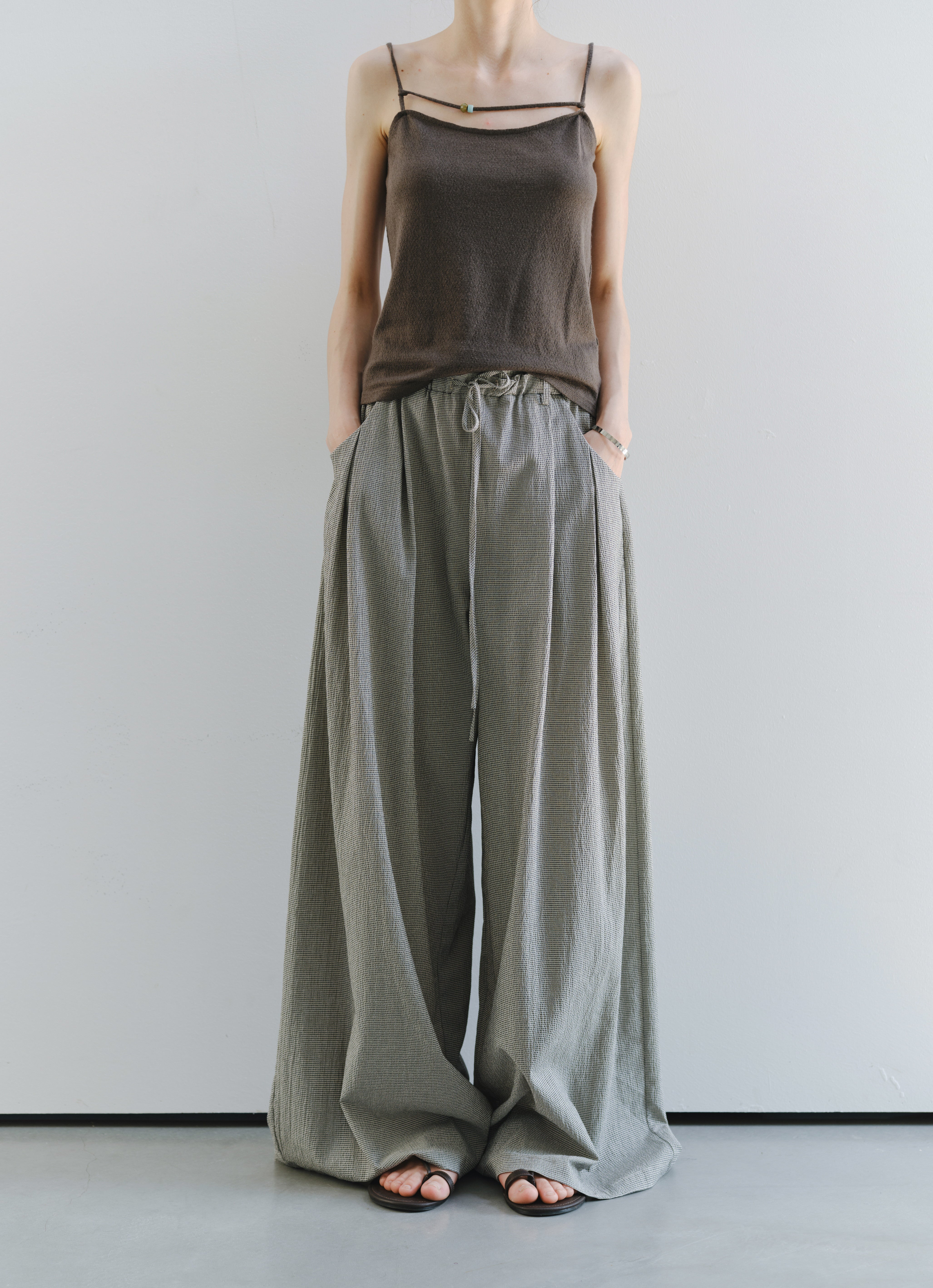 SEERSUCKER WIDE PANTS
