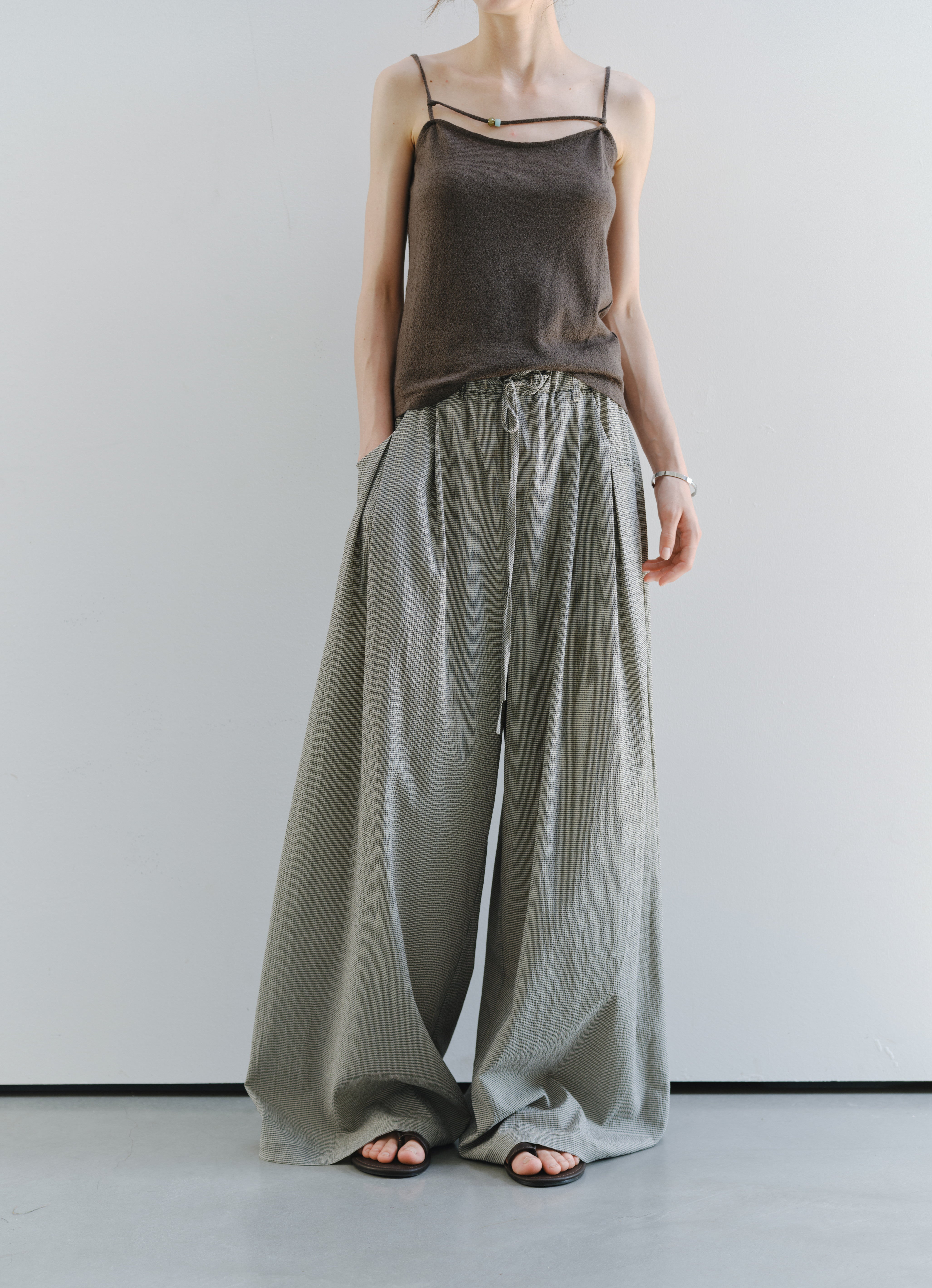 SEERSUCKER WIDE PANTS