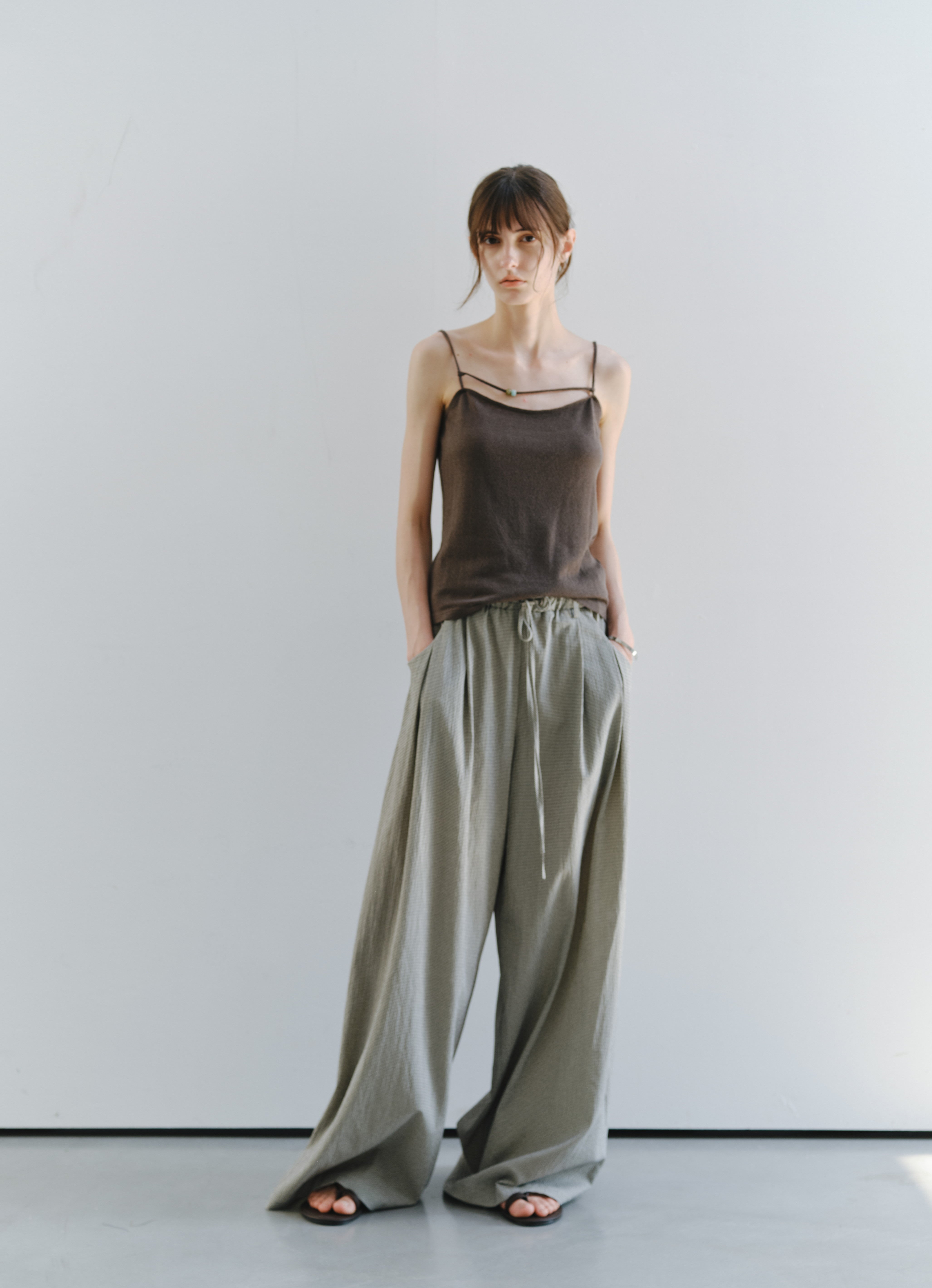 SEERSUCKER WIDE PANTS