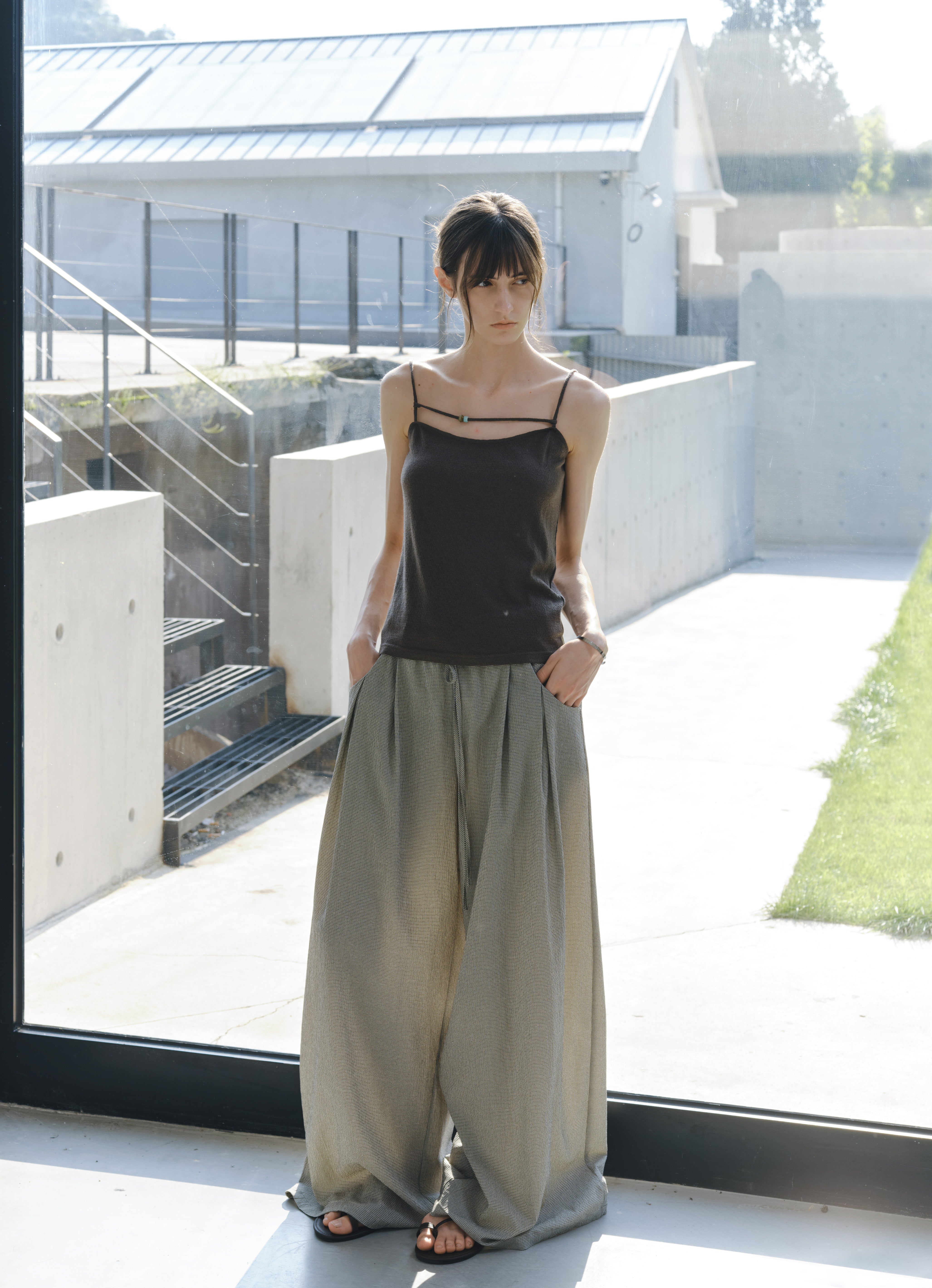 SEERSUCKER WIDE PANTS