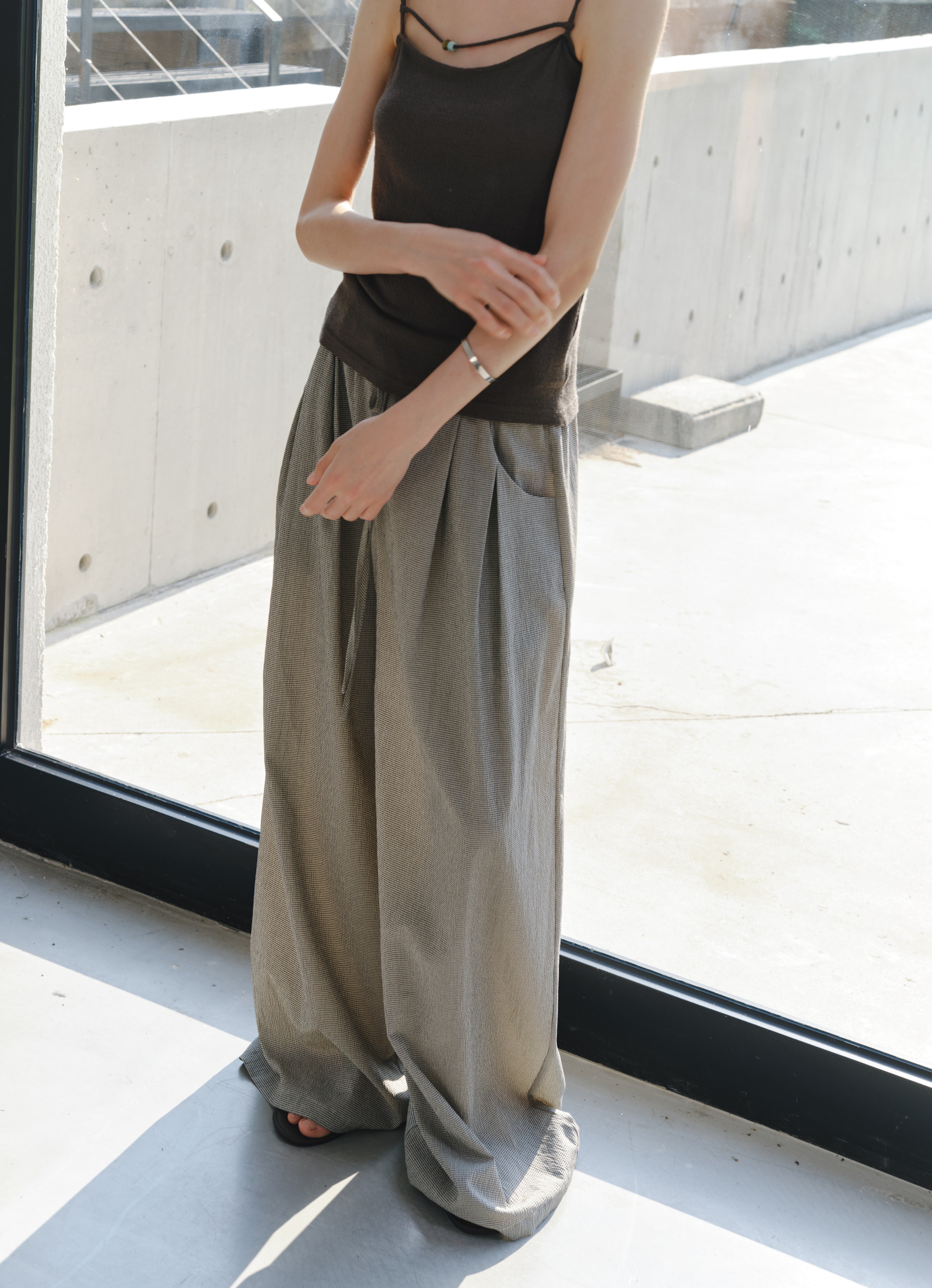 SEERSUCKER WIDE PANTS
