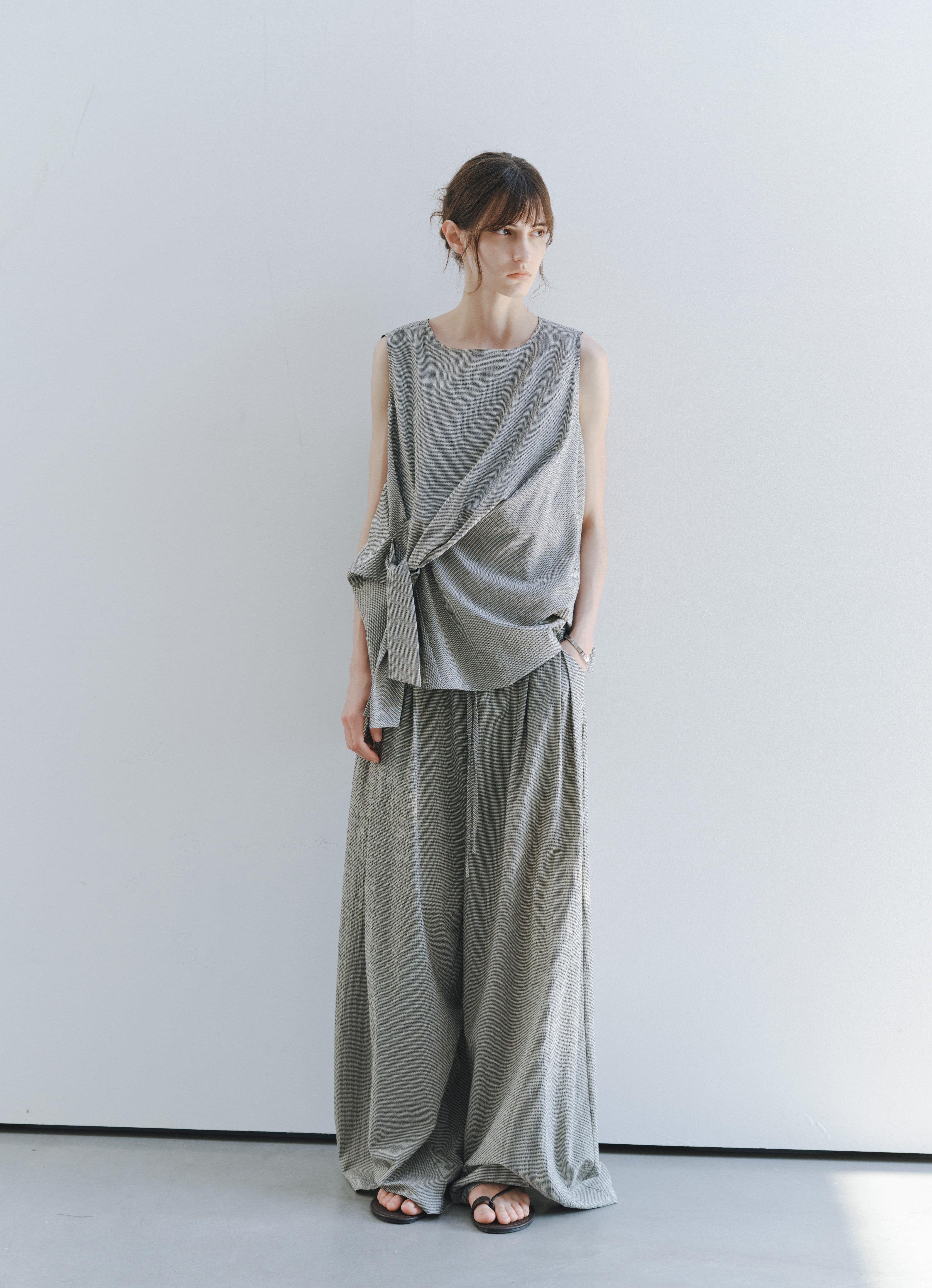 SEERSUCKER WIDE PANTS